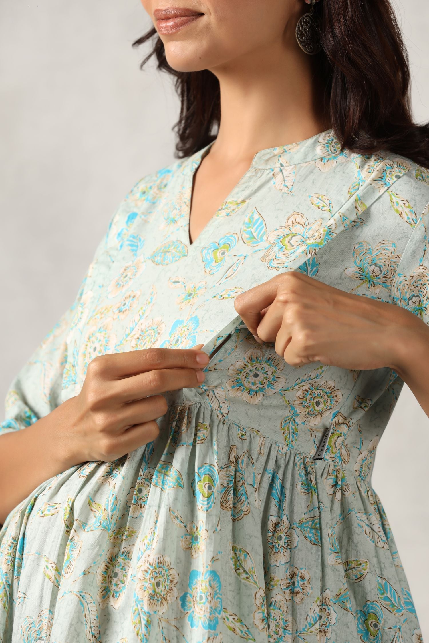 Iceberg Floral Cotton Maternity - Nursing Dress
