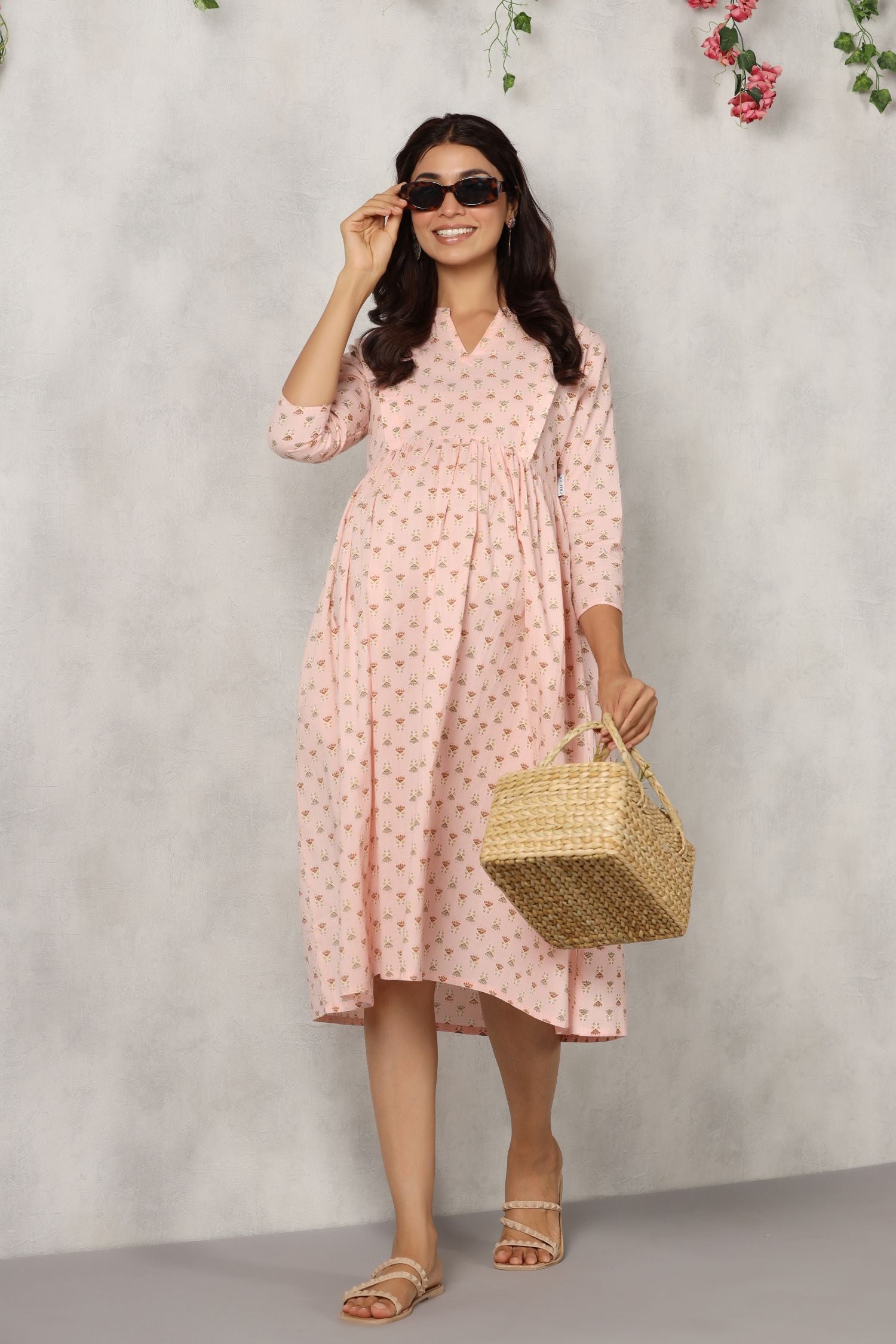 Soft Berry Cotton Maternity - Nursing Dress