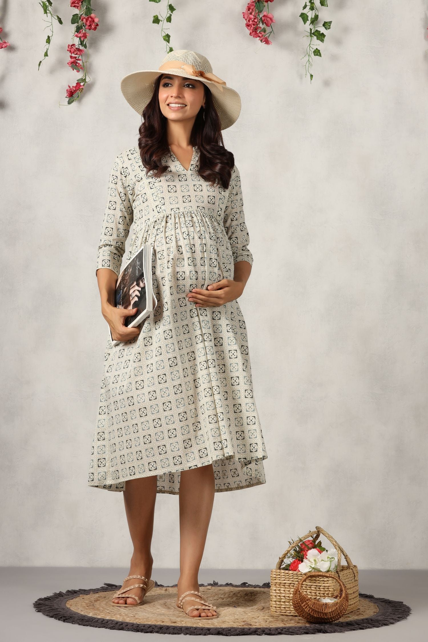 White Dove Cotton Maternity - Nursing Dress