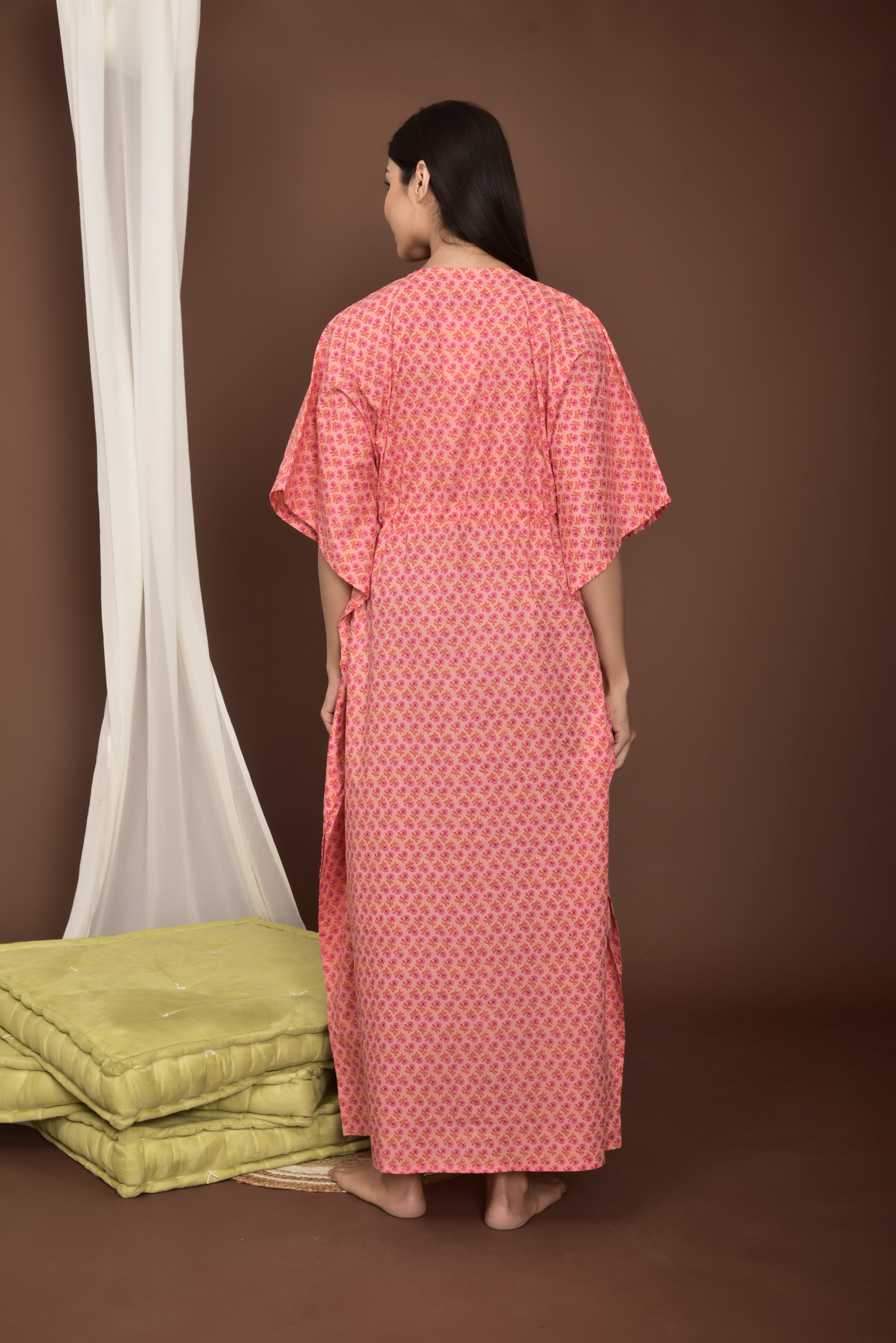 Peach Bud Cotton Maternity - Nursing Kaftan ( One-Size )