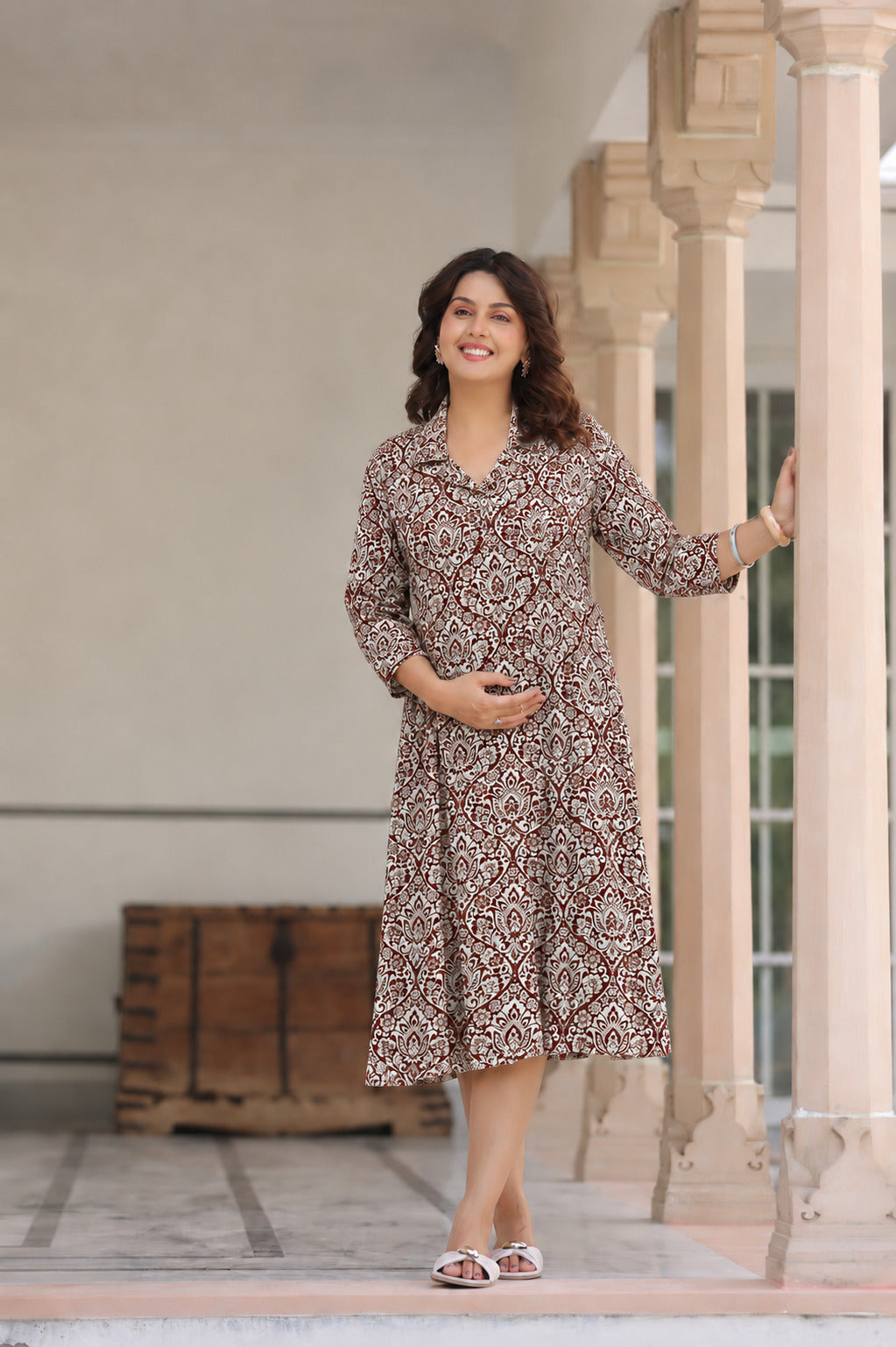Vintage Rust MahalCotton Maternity - Nursing Dress