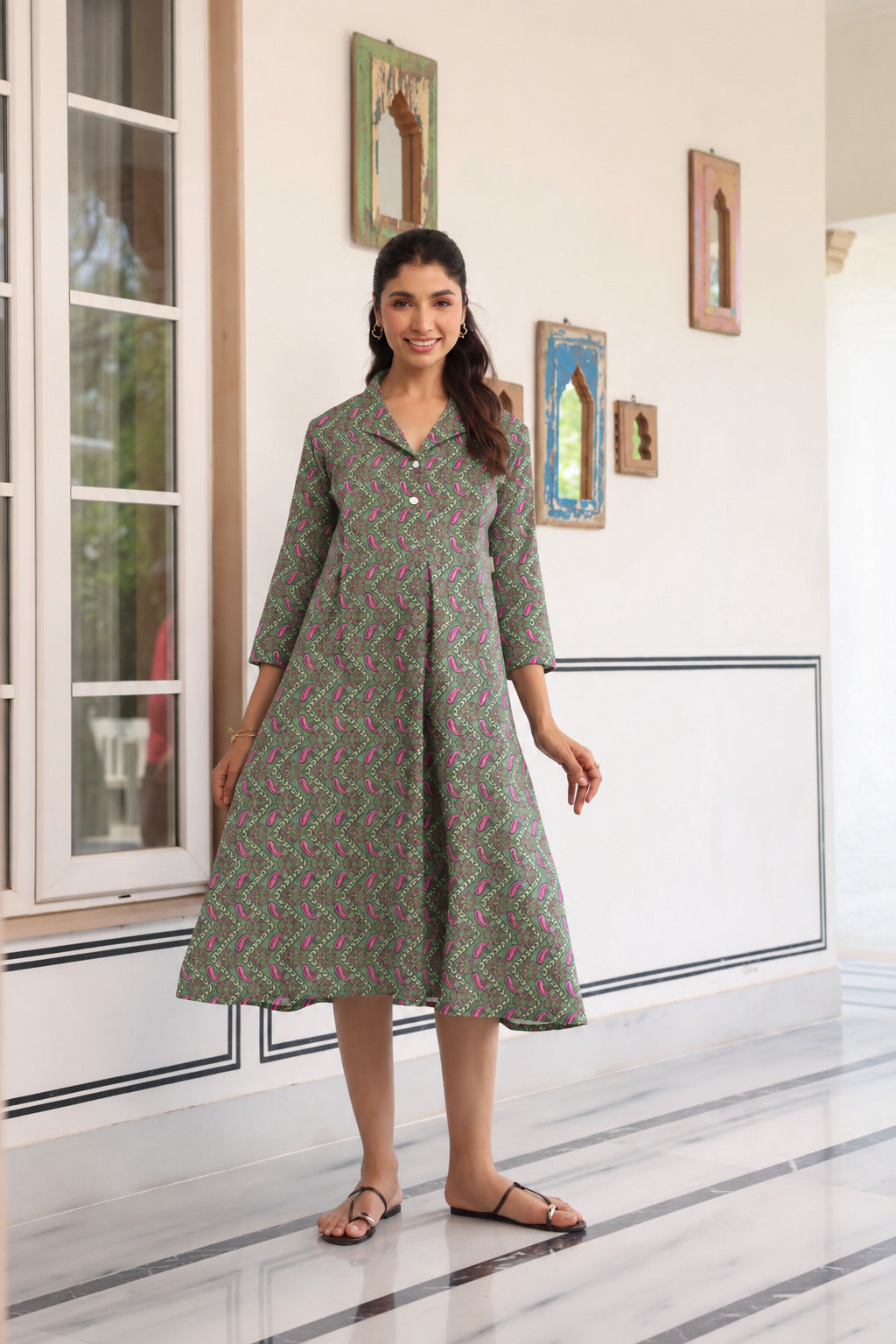 Paisley Mehfil Cotton Maternity - Nursing Dress
