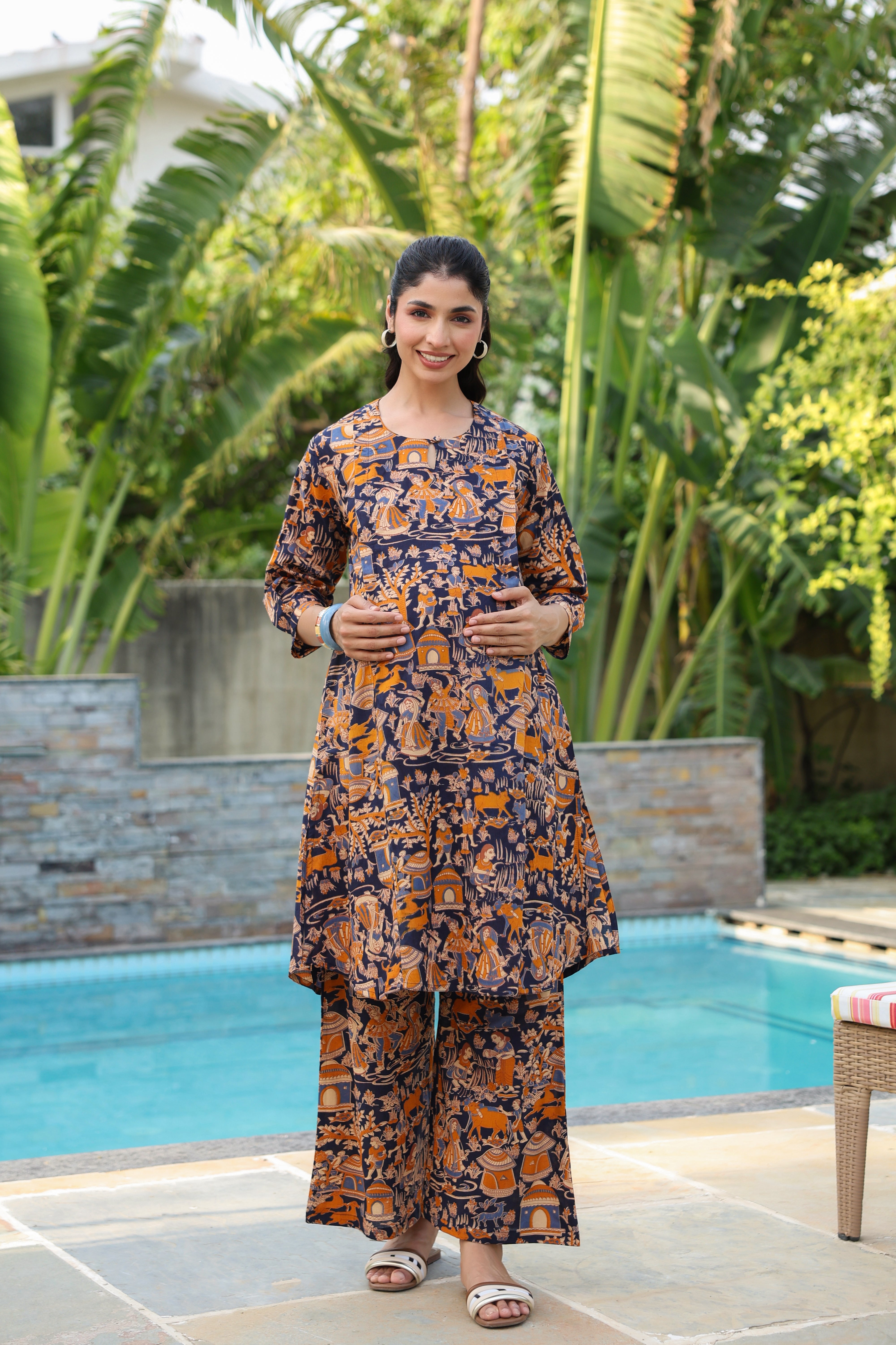 Vedic Village Cotton Maternity - Nursing Co-ord Set