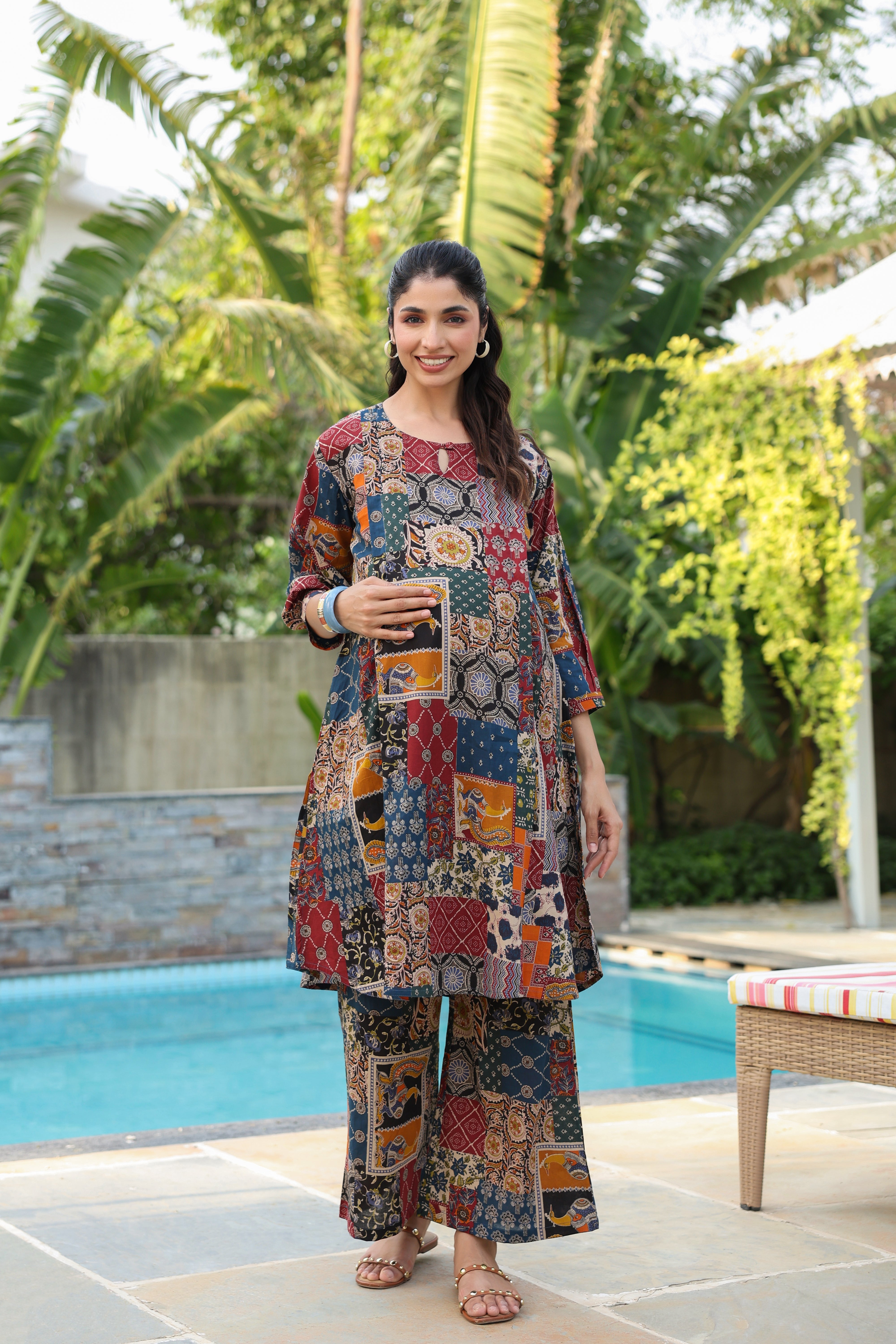 Vintage Patchwork Cotton Maternity - Nursing Co-ord Set