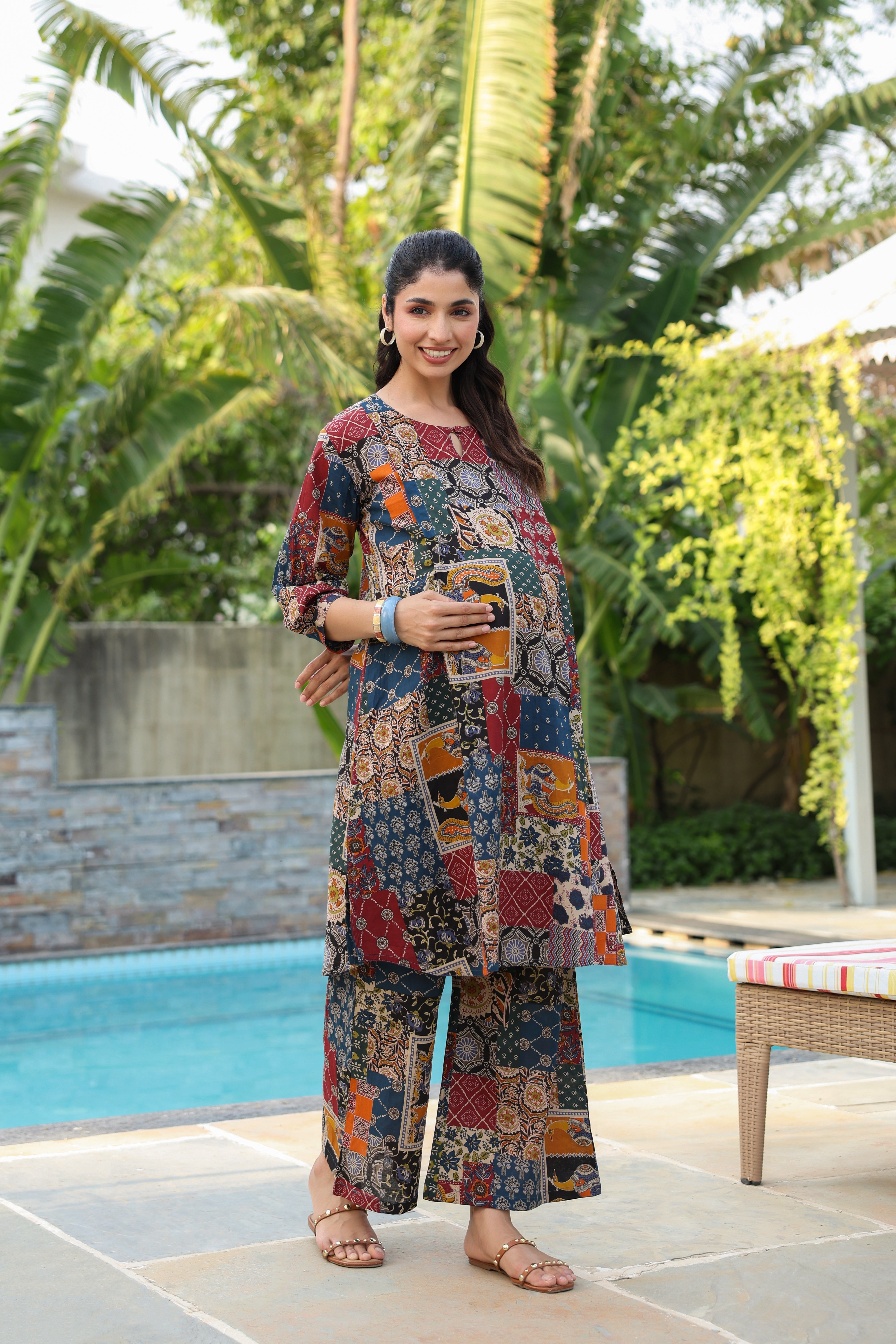 Vintage Patchwork Cotton Maternity - Nursing Co-ord Set
