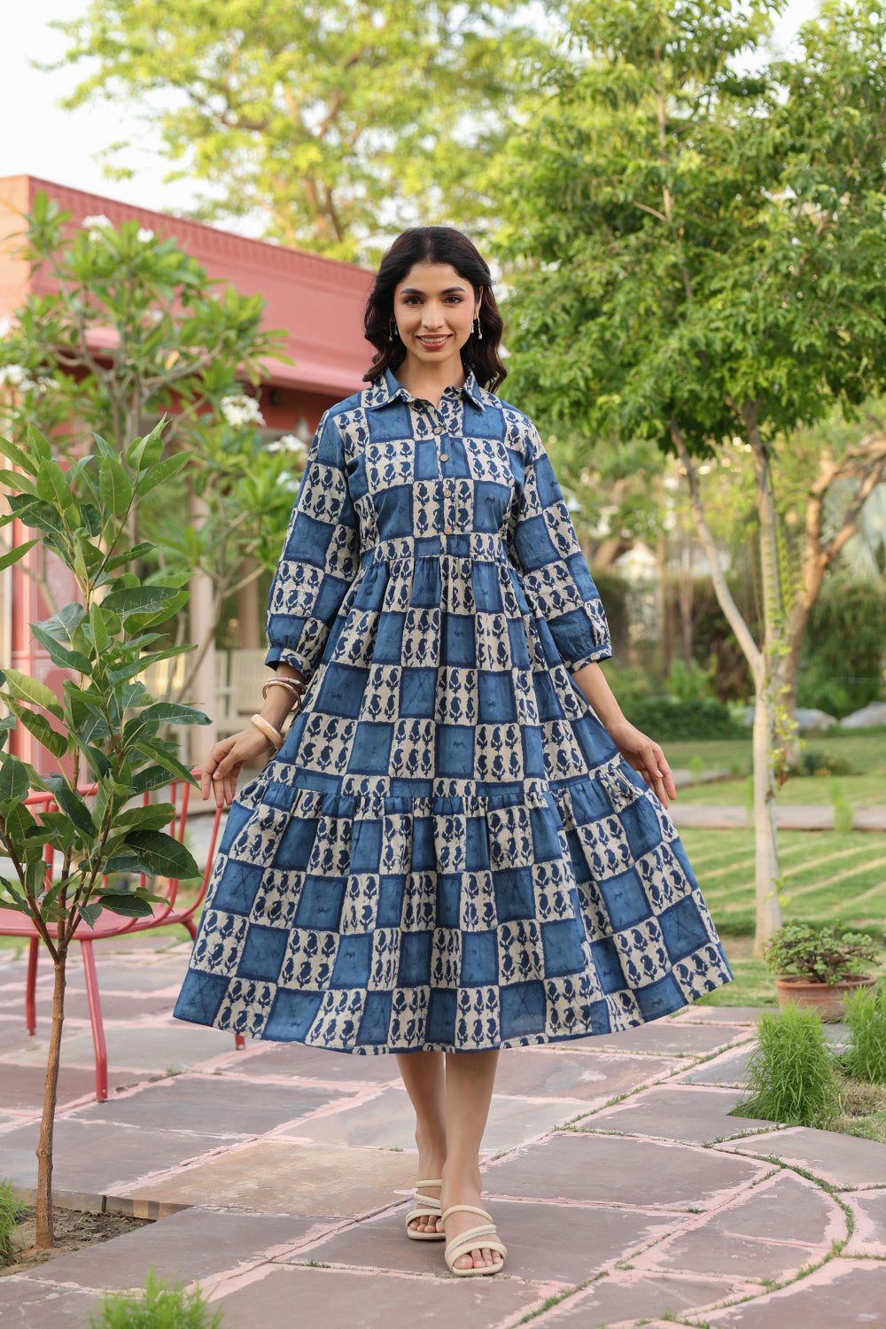 Indigo Jharokha Cotton Dress