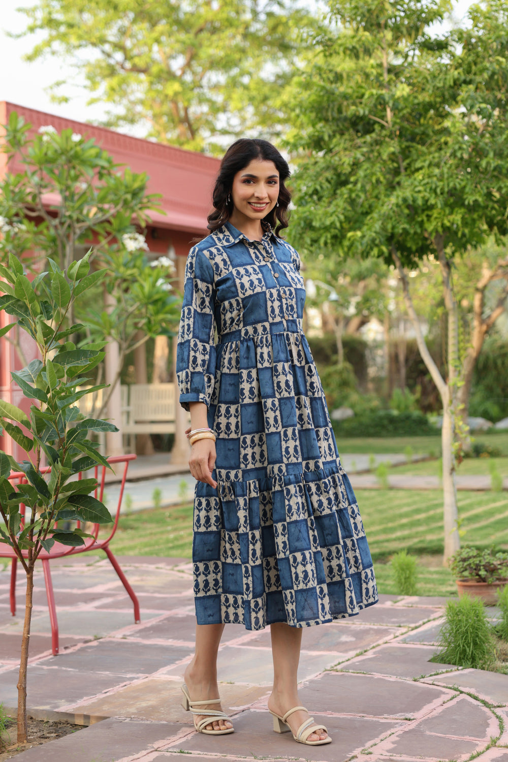 Indigo Jharokha Cotton Dress