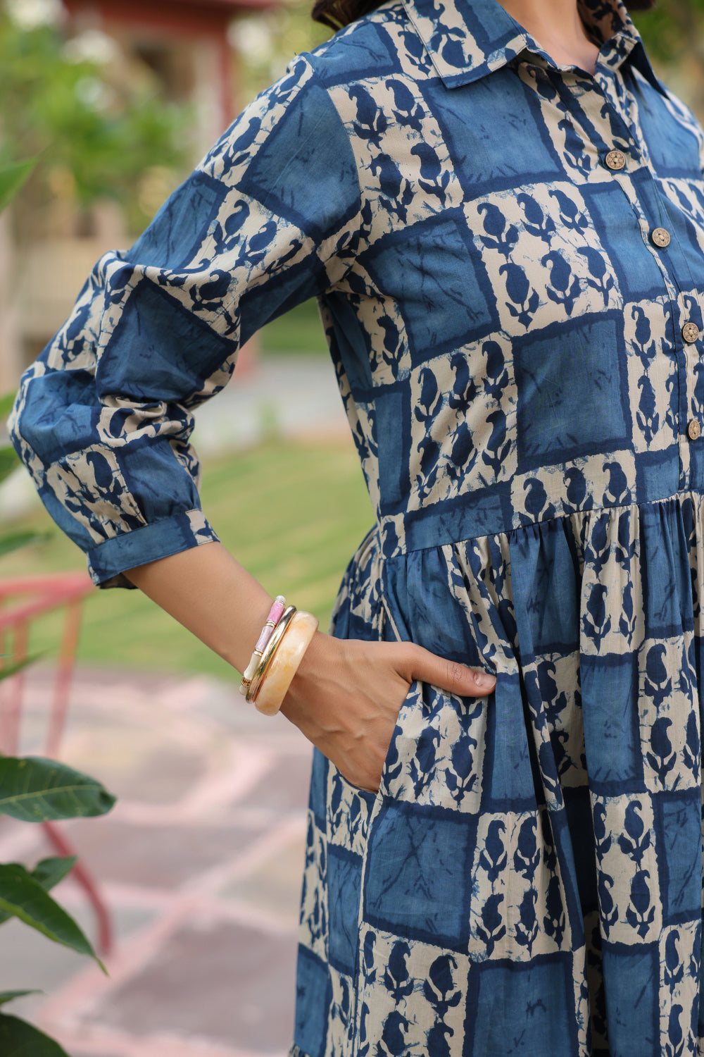 Indigo Jharokha Cotton Dress