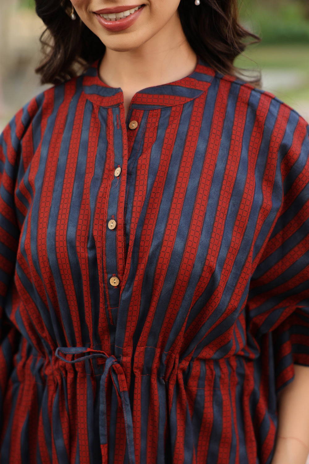 Ajrakh Stripes Cotton Kaftan ( One-Size )