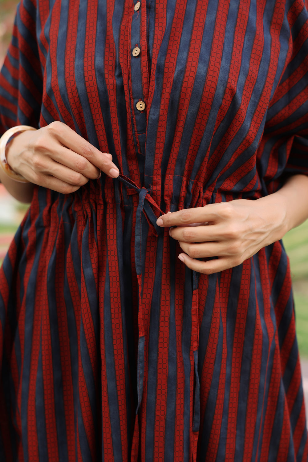 Ajrakh Stripes Cotton Kaftan ( One-Size )