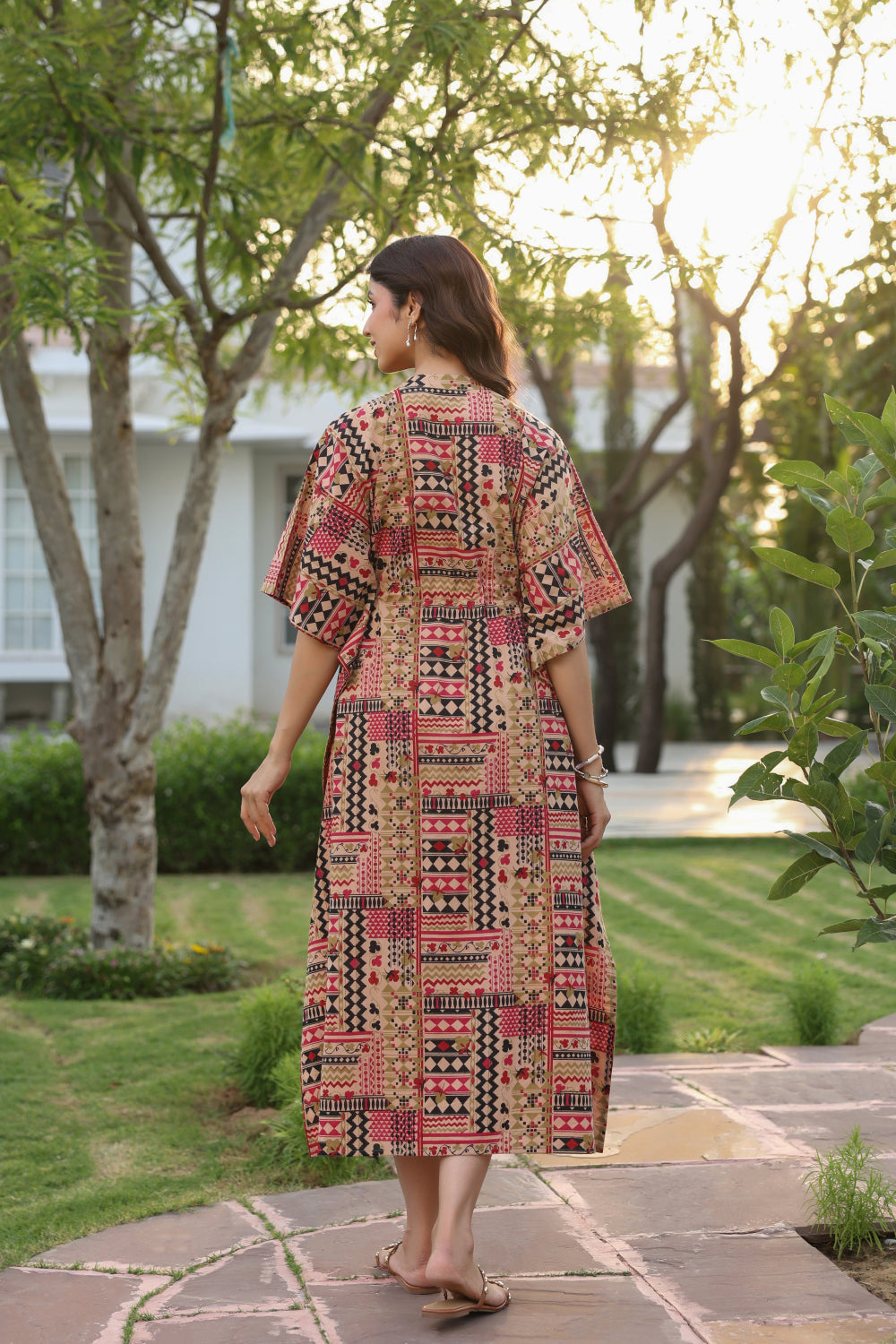 Boho Mosaic Cotton Kaftan ( One-Size )