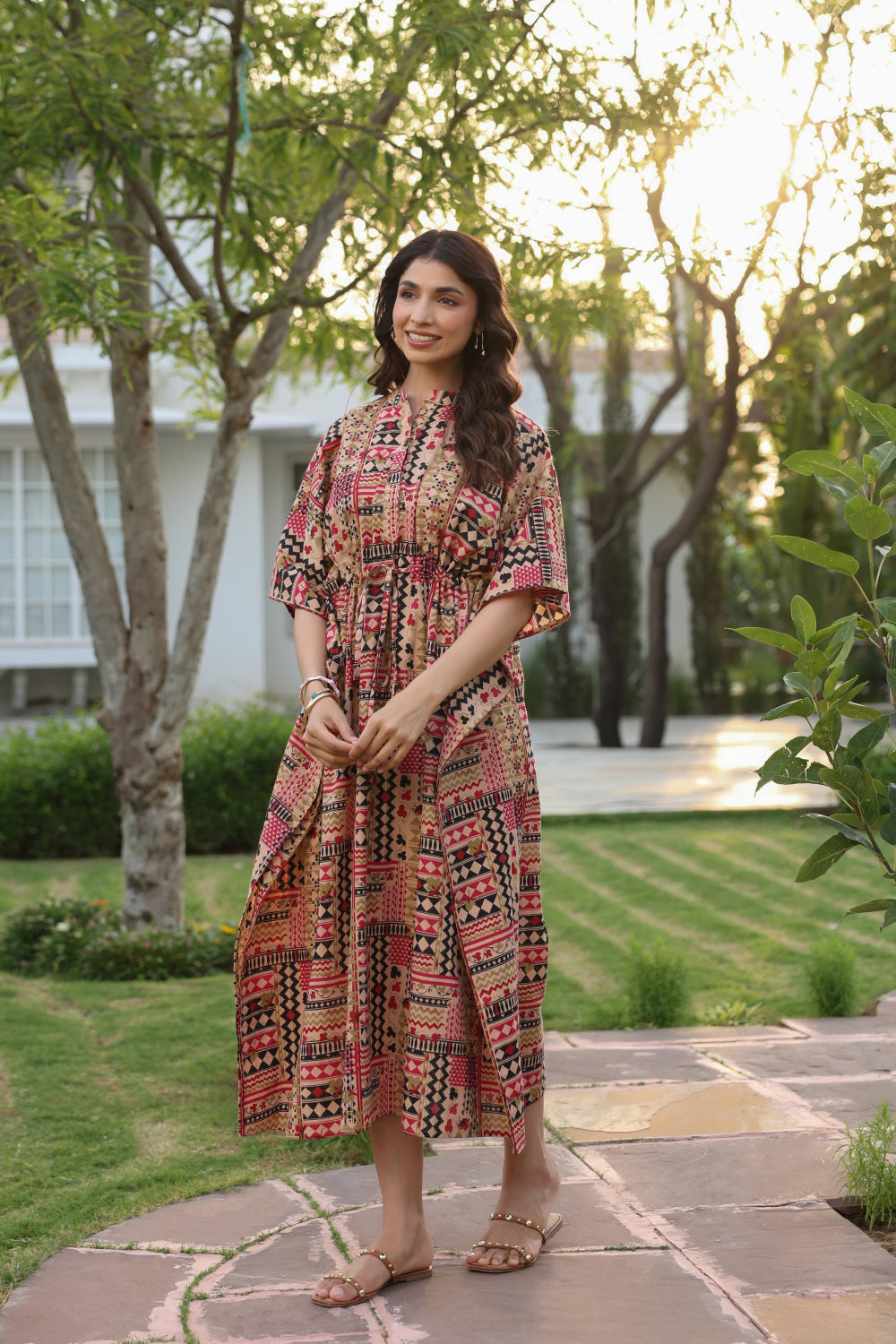 Boho Mosaic Cotton Kaftan ( One-Size )