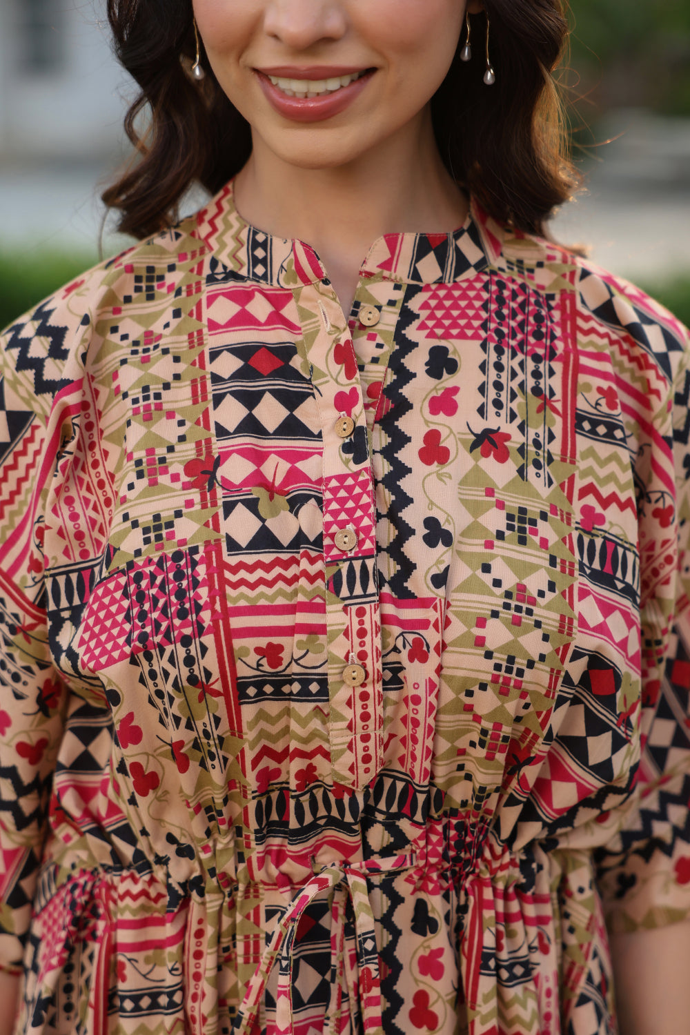 Boho Mosaic Cotton Kaftan ( One-Size )