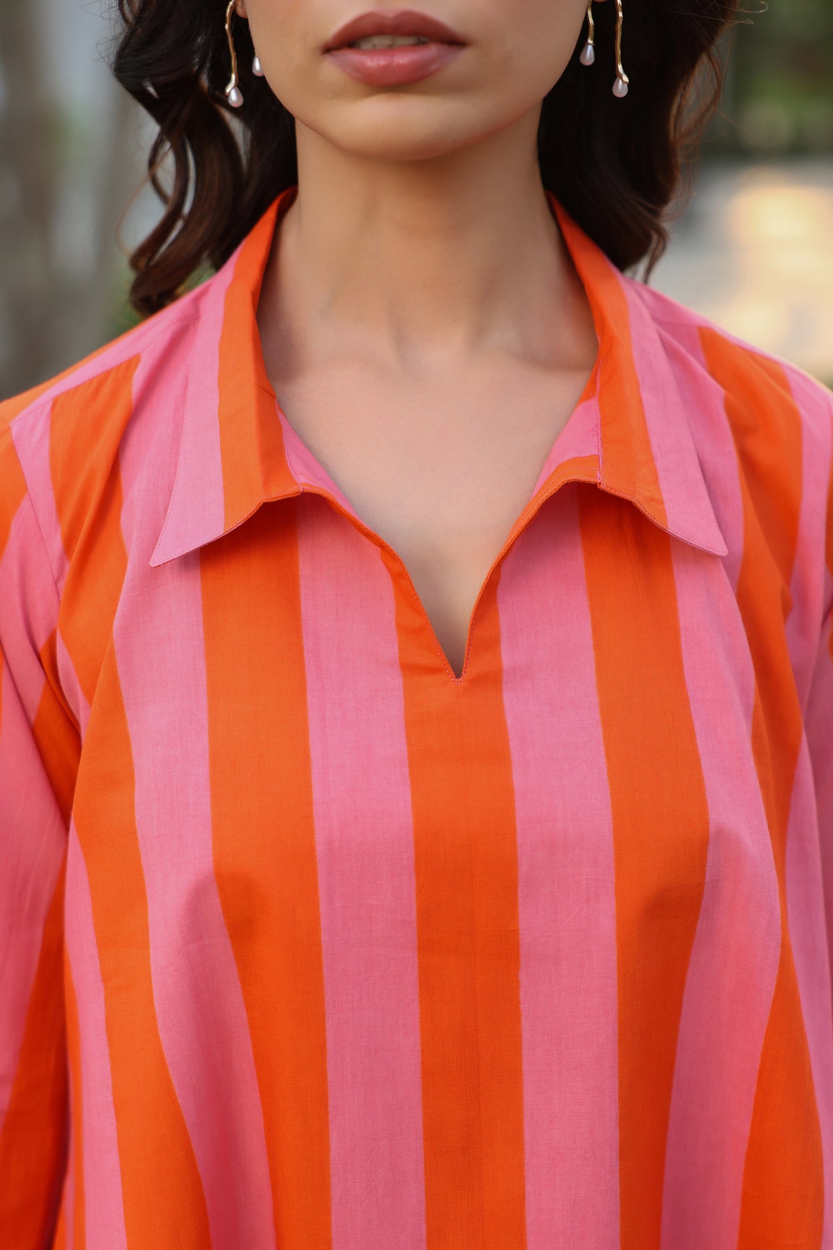 Flamingo Flame Stripe Cotton Top