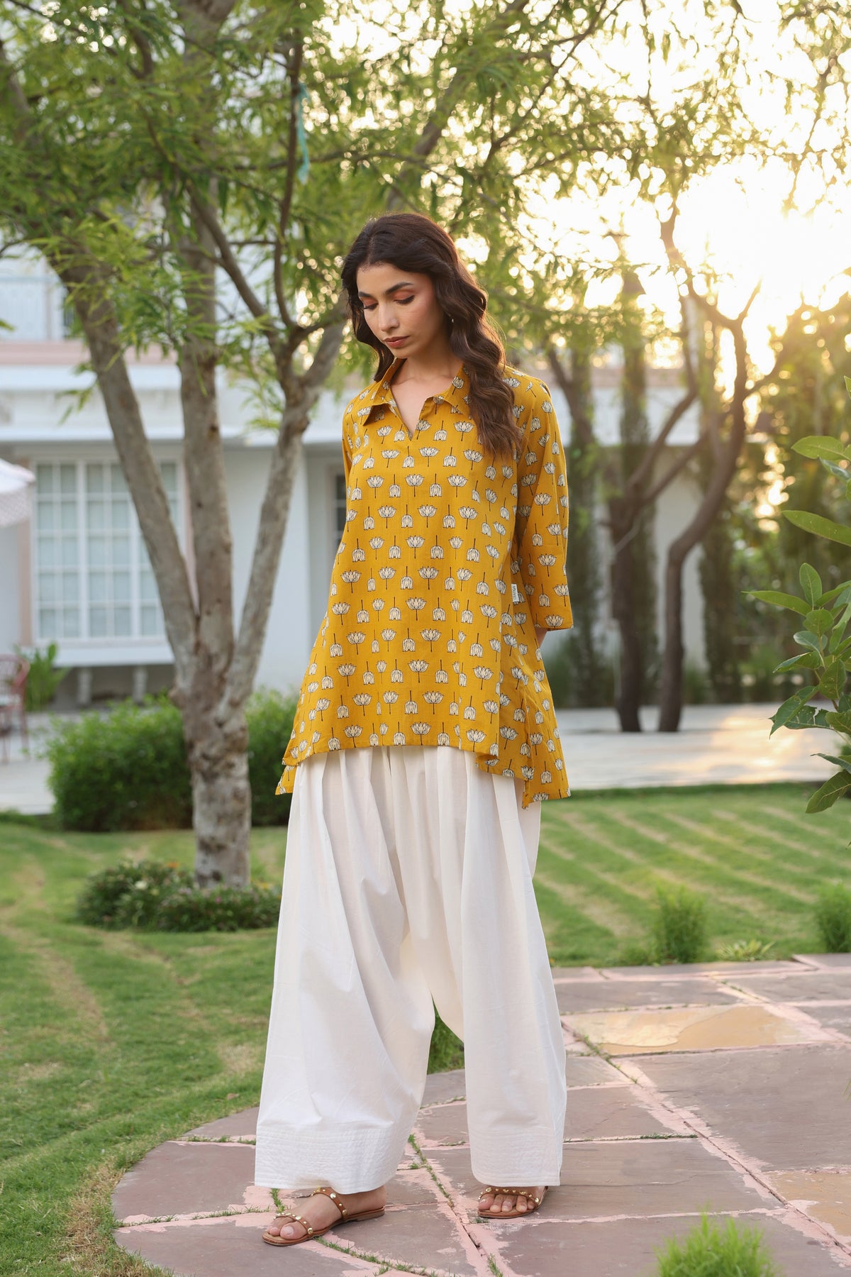 Golden Lotus Cotton Top