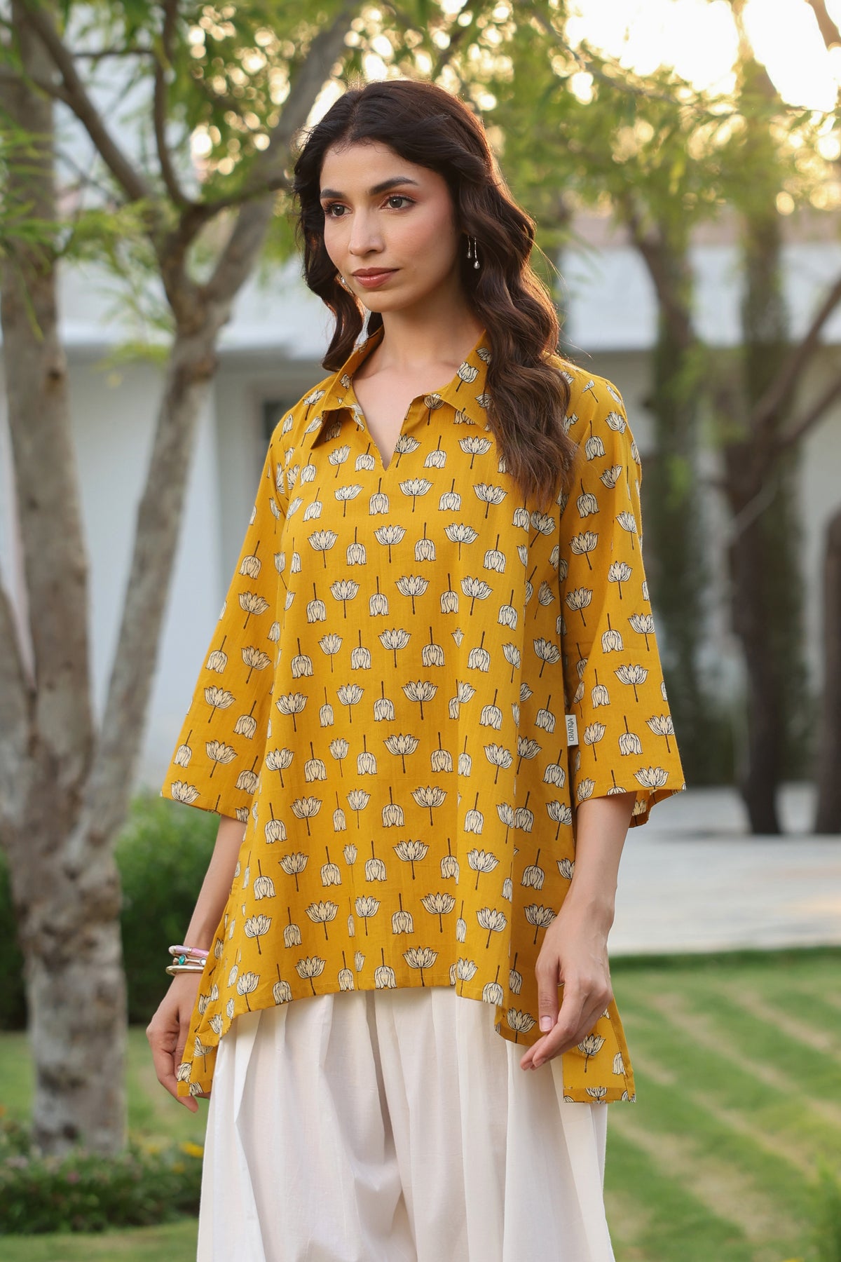 Golden Lotus Cotton Top