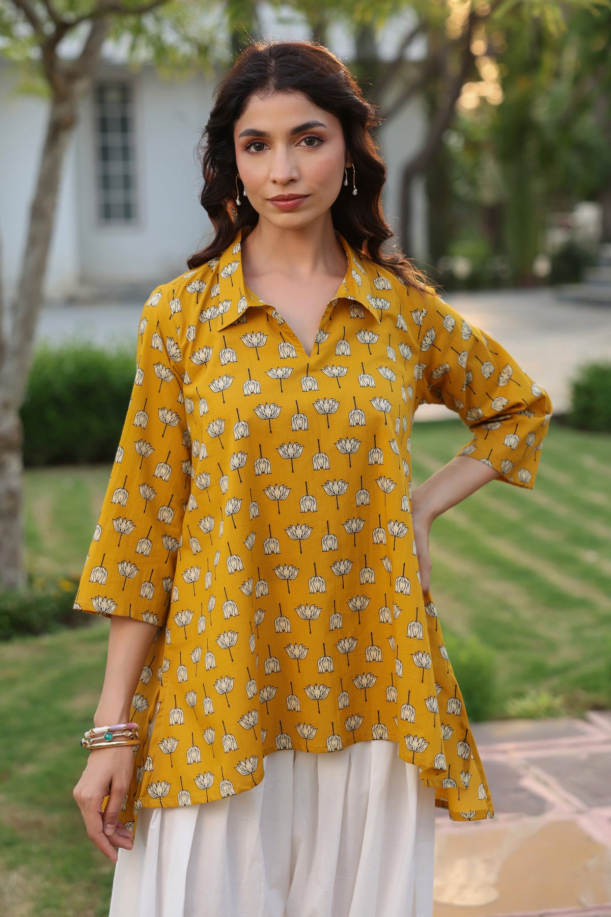 Golden Lotus Cotton Top