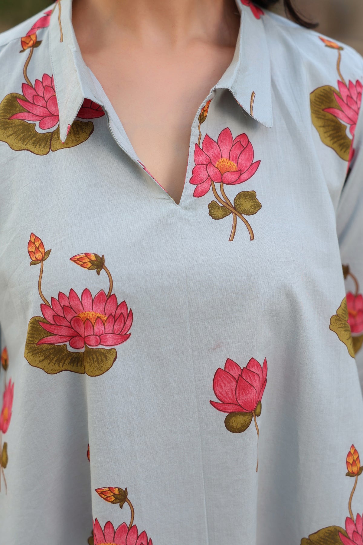 Vintage Lotus Pond Cotton Top