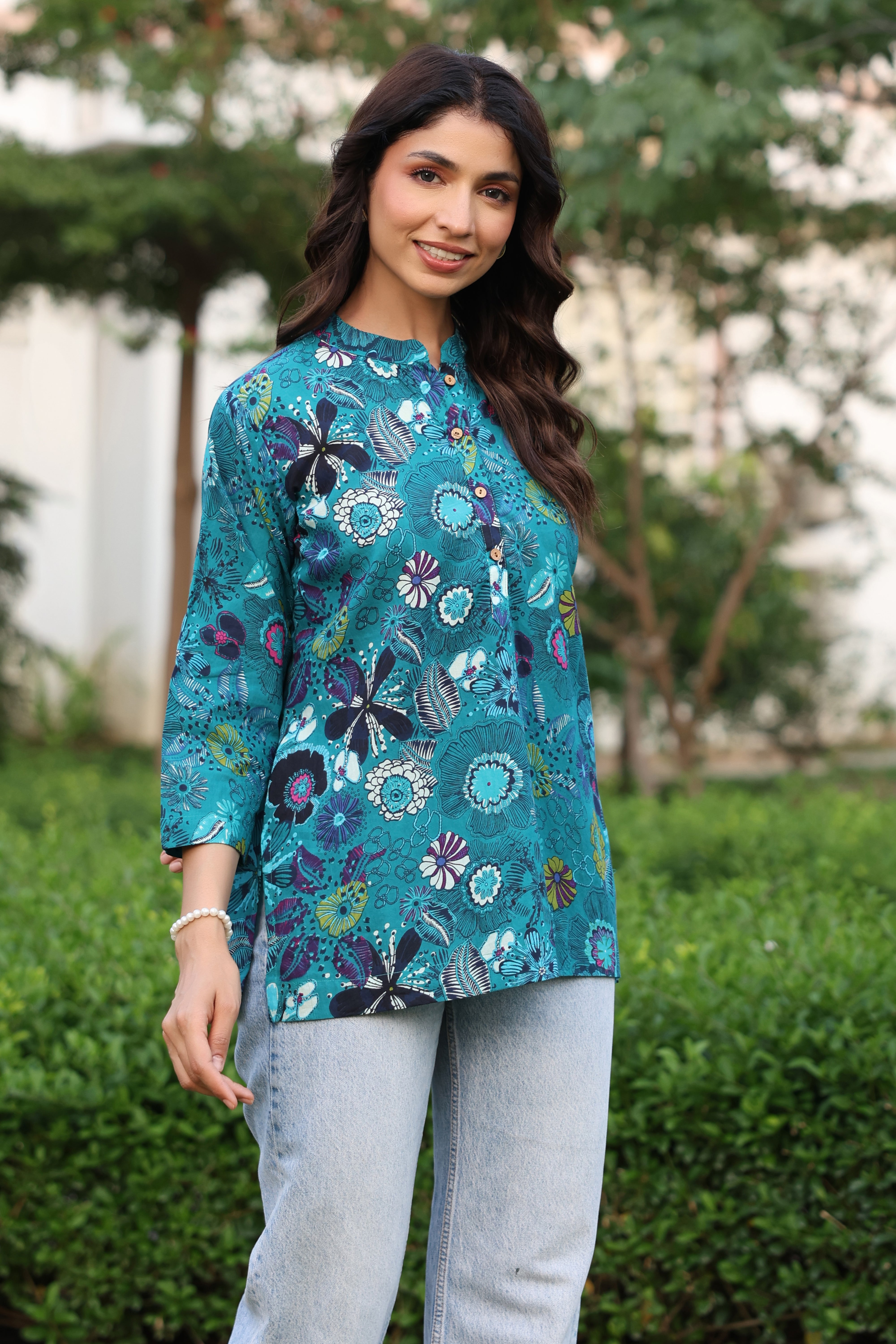 Teal Paradise Cotton Top