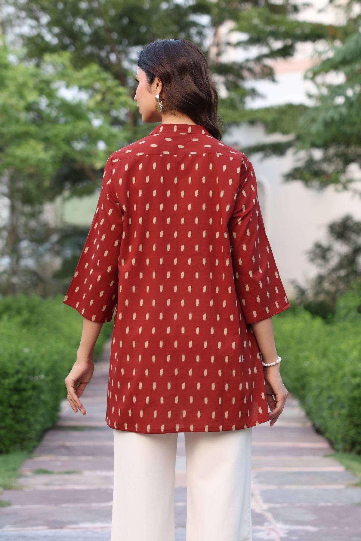 Maroon Loom Print Cotton Top