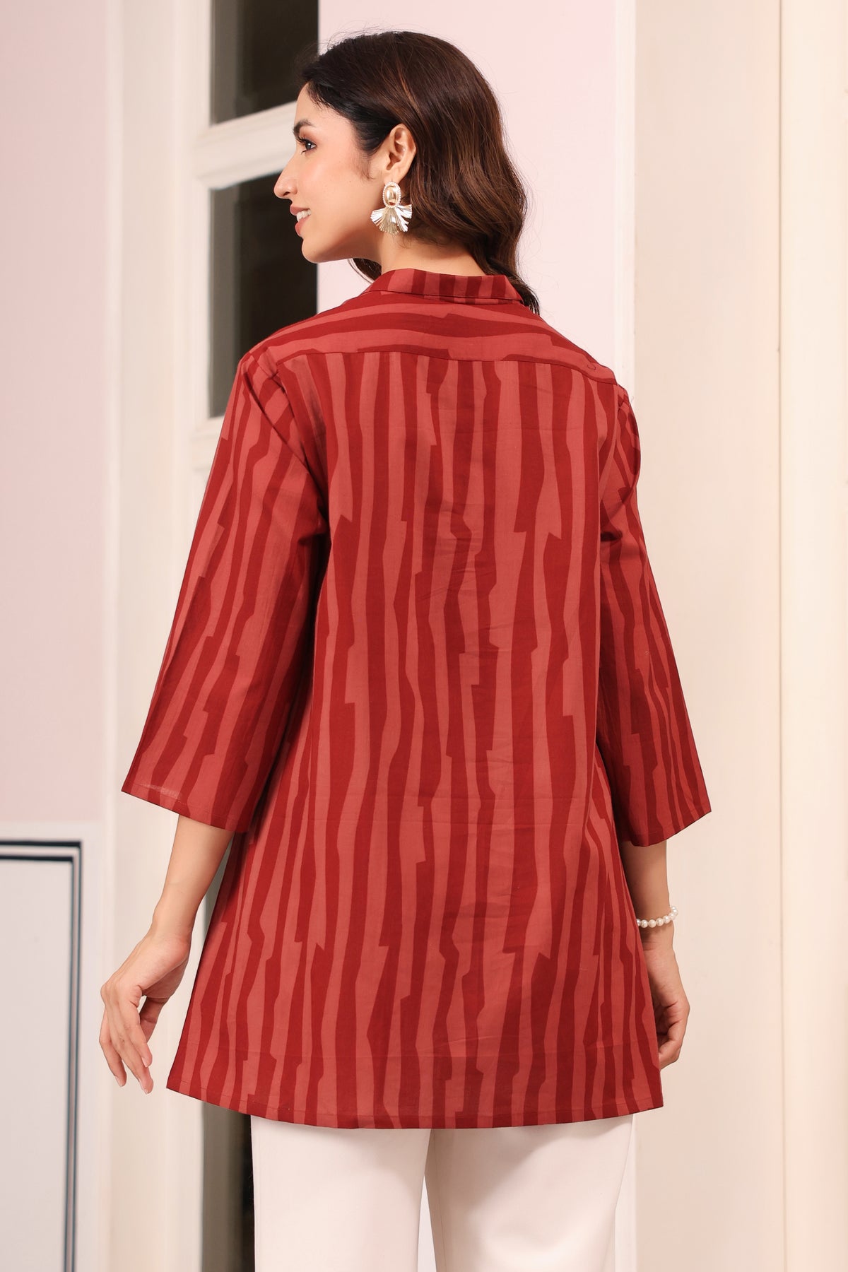 Rust Abstract Stripe Cotton Top