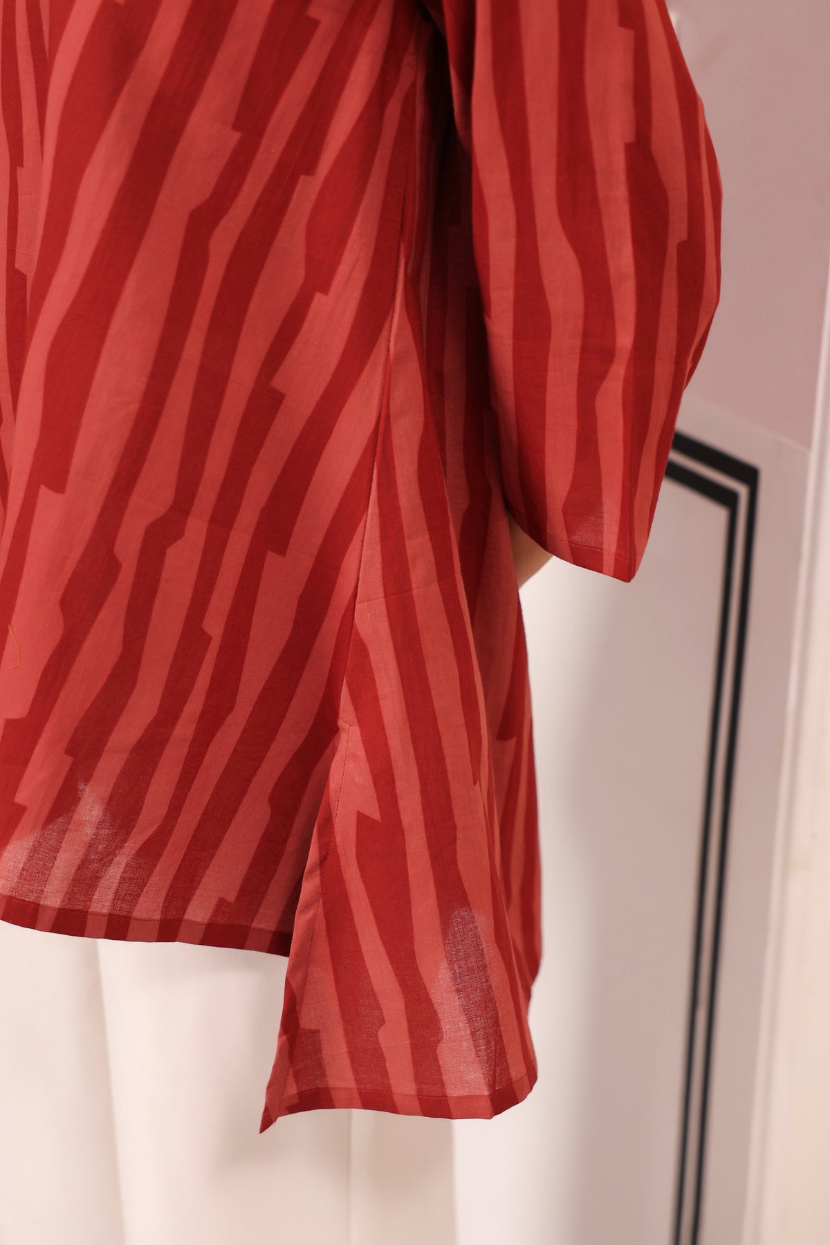 Rust Abstract Stripe Cotton Top