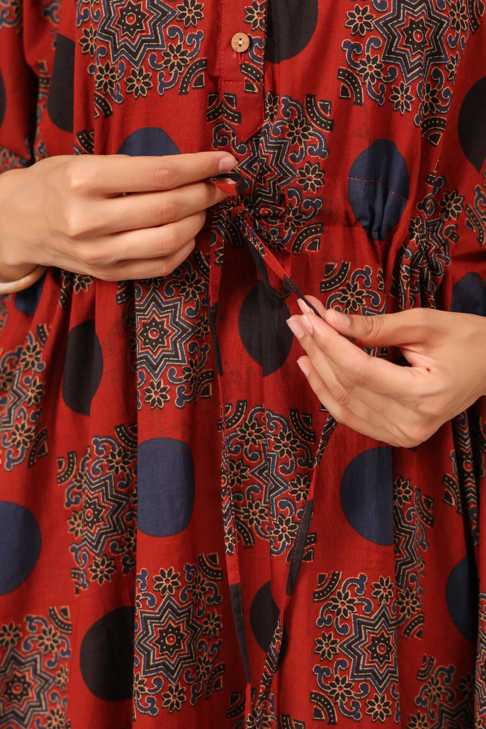Maroon Mandala Cotton Kaftan ( One-Size )