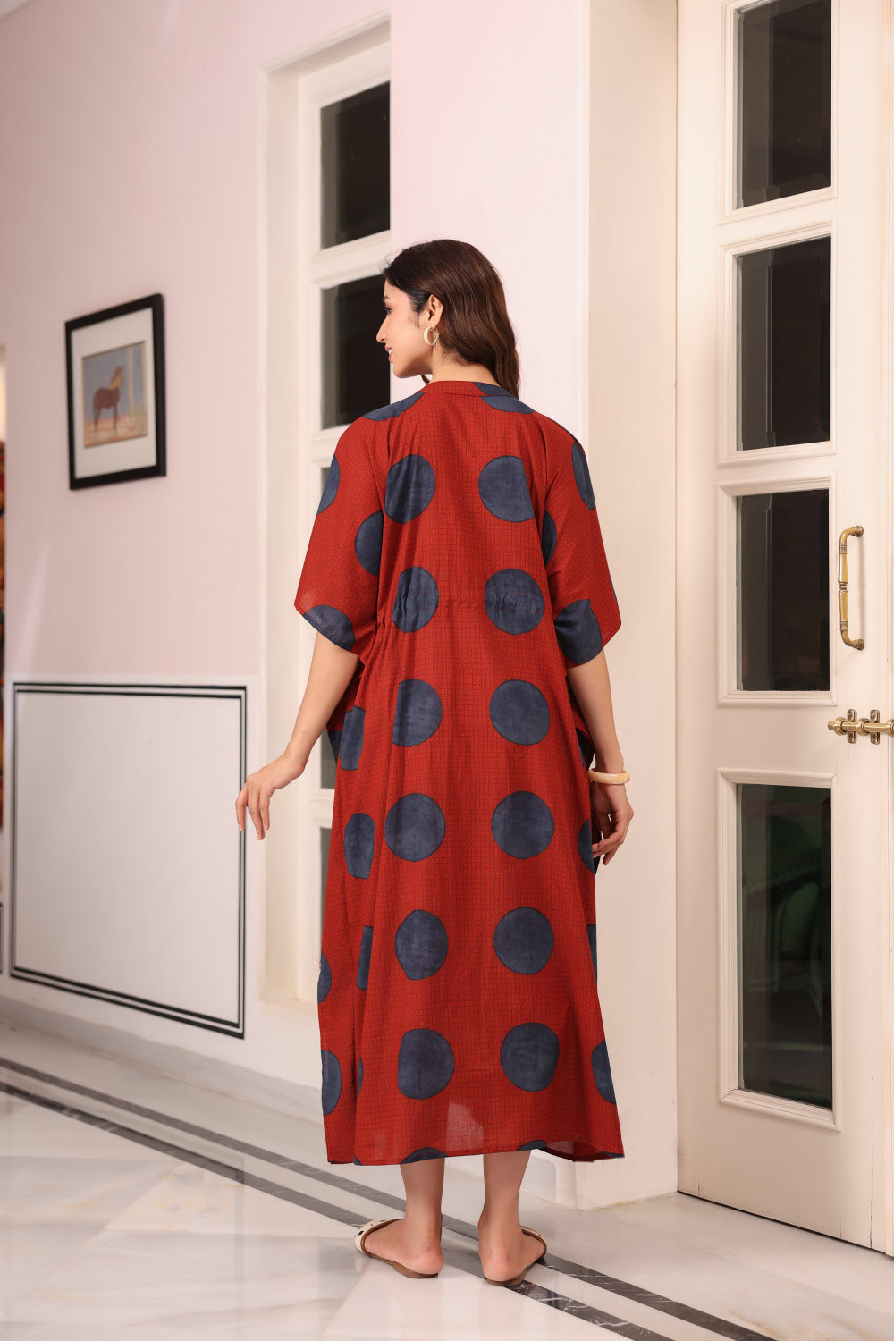 Terracotta Pebble Cotton Kaftan ( One-Size )