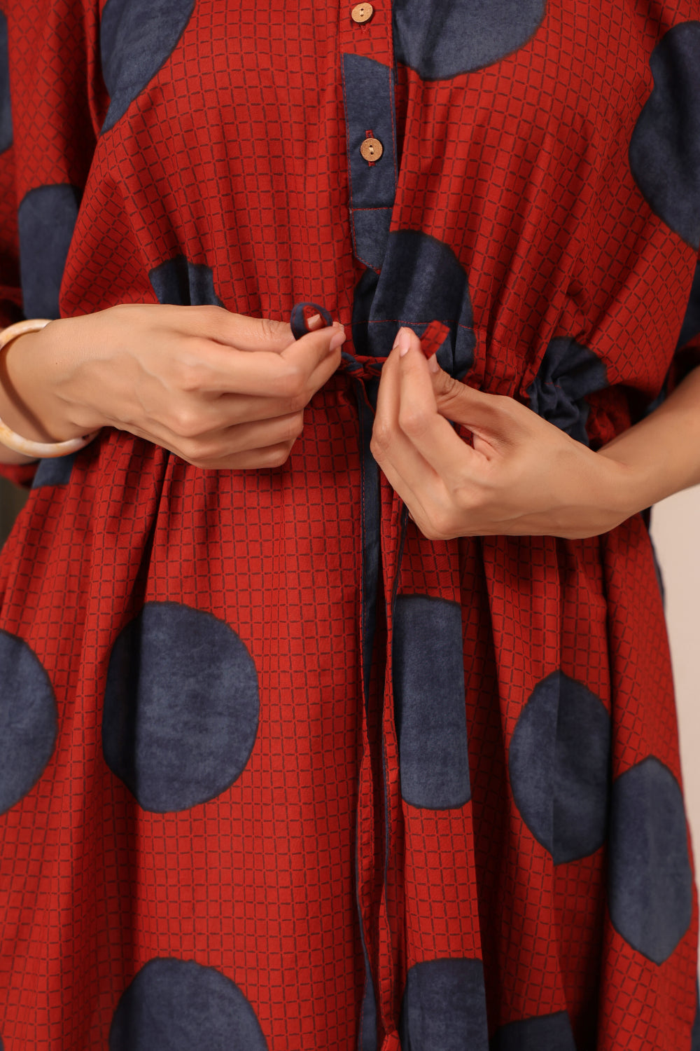 Terracotta Pebble Cotton Kaftan ( One-Size )