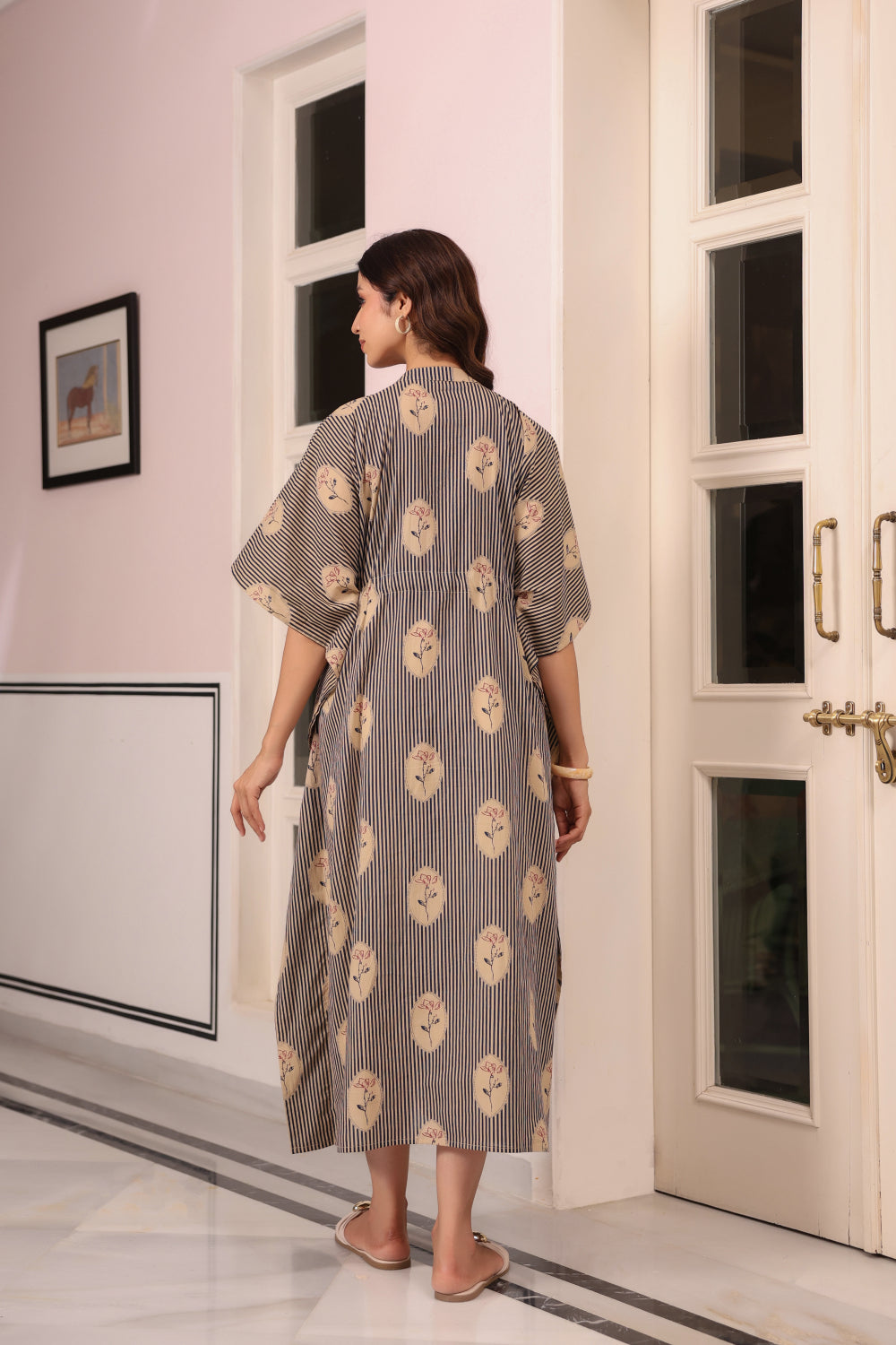 Whispering Blooms Cotton Kaftan ( One-Size )