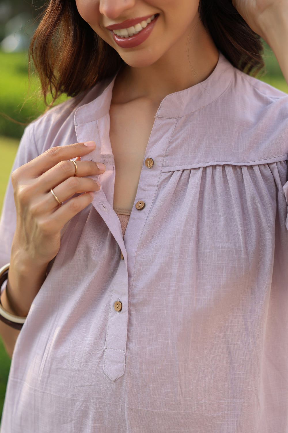 Lavender Dew Cotton Slub Maternity - Nursing Co-ord Set
