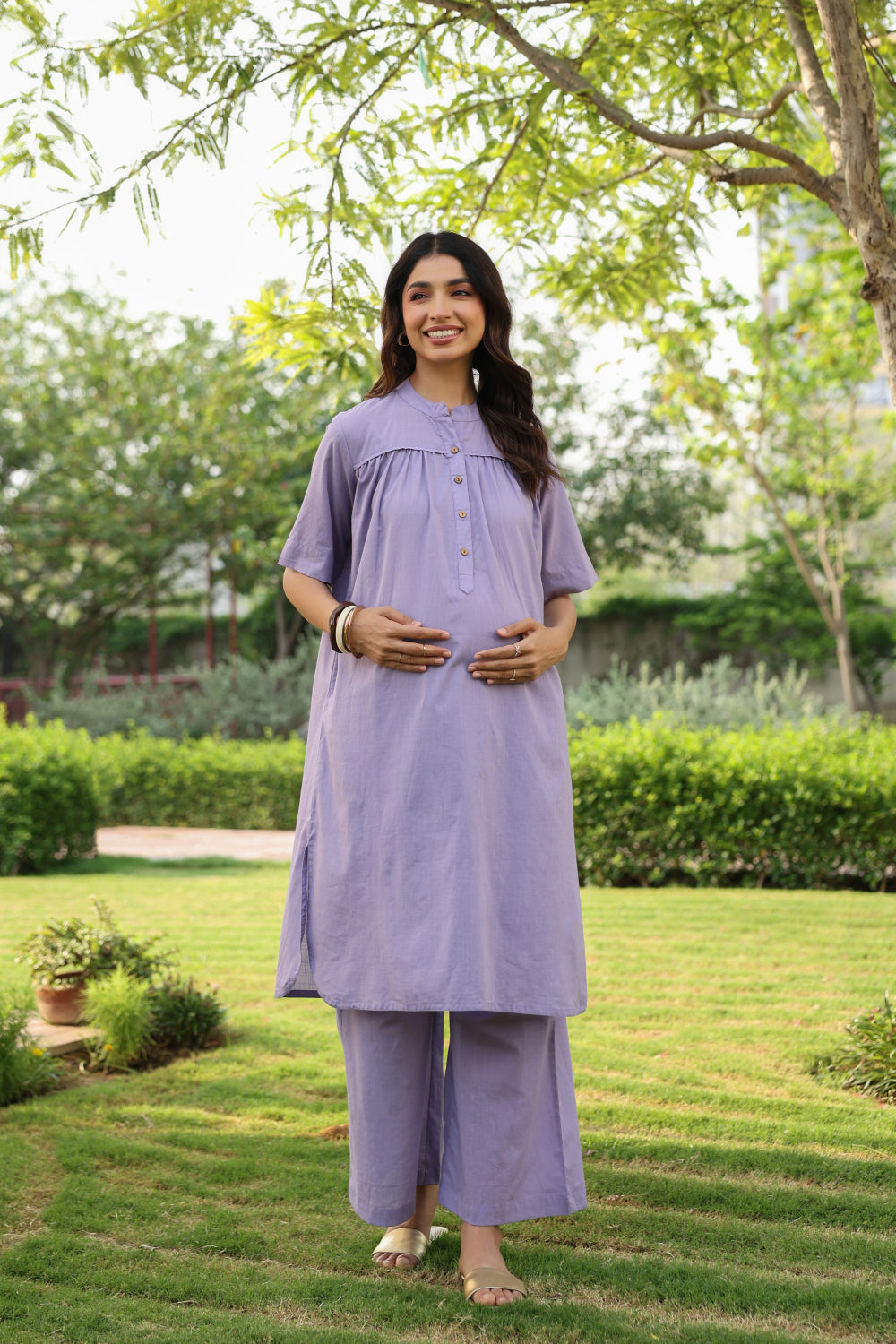 Morning Dew Cotton Slub Maternity - Nursing Co-ord Set