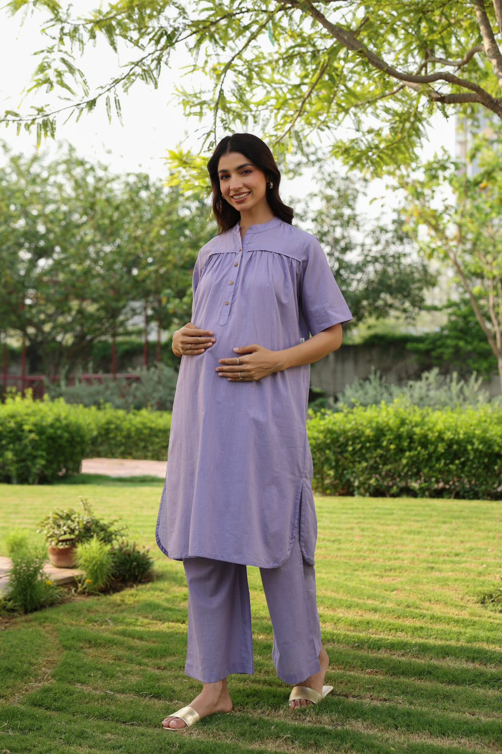 Morning Dew Cotton Slub Maternity - Nursing Co-ord Set
