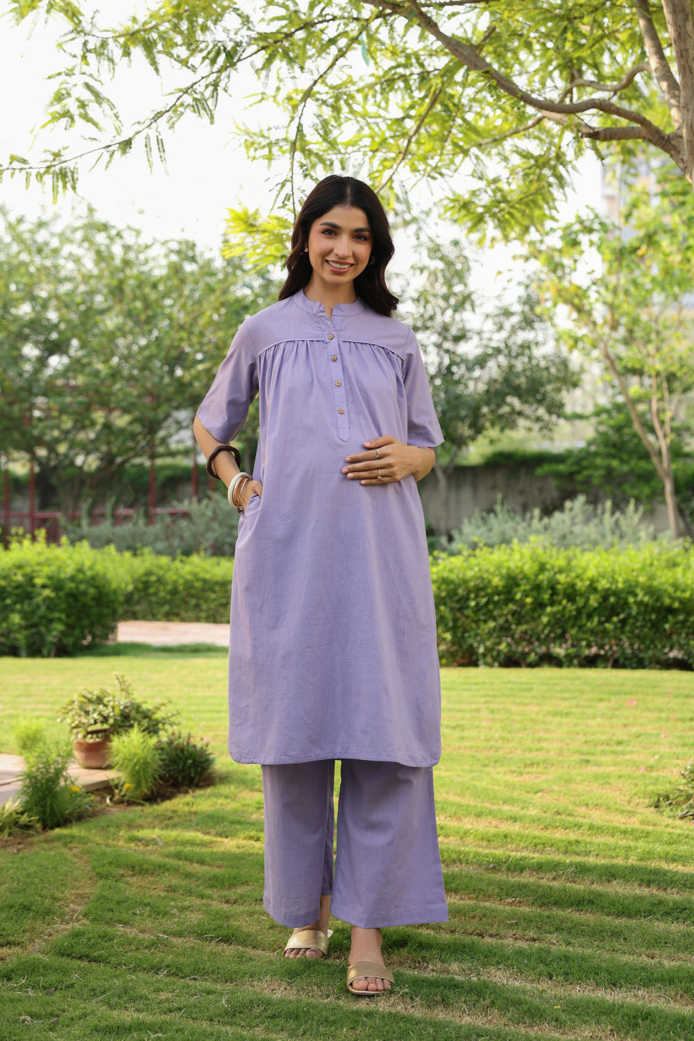 Morning Dew Cotton Slub Maternity - Nursing Co-ord Set