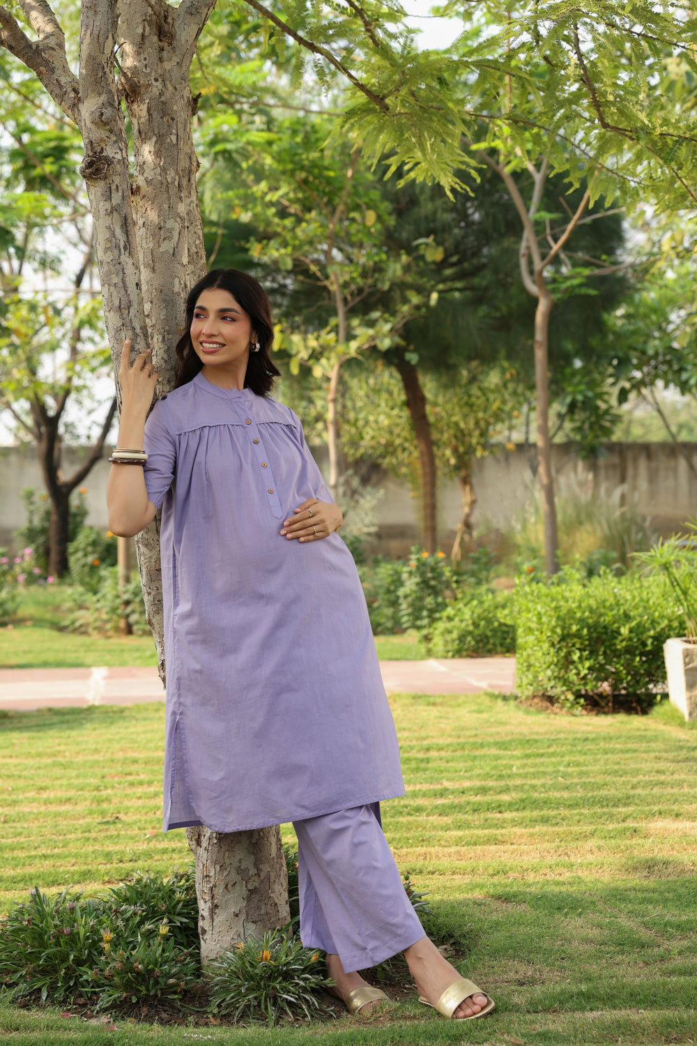 Morning Dew Cotton Slub Maternity - Nursing Co-ord Set