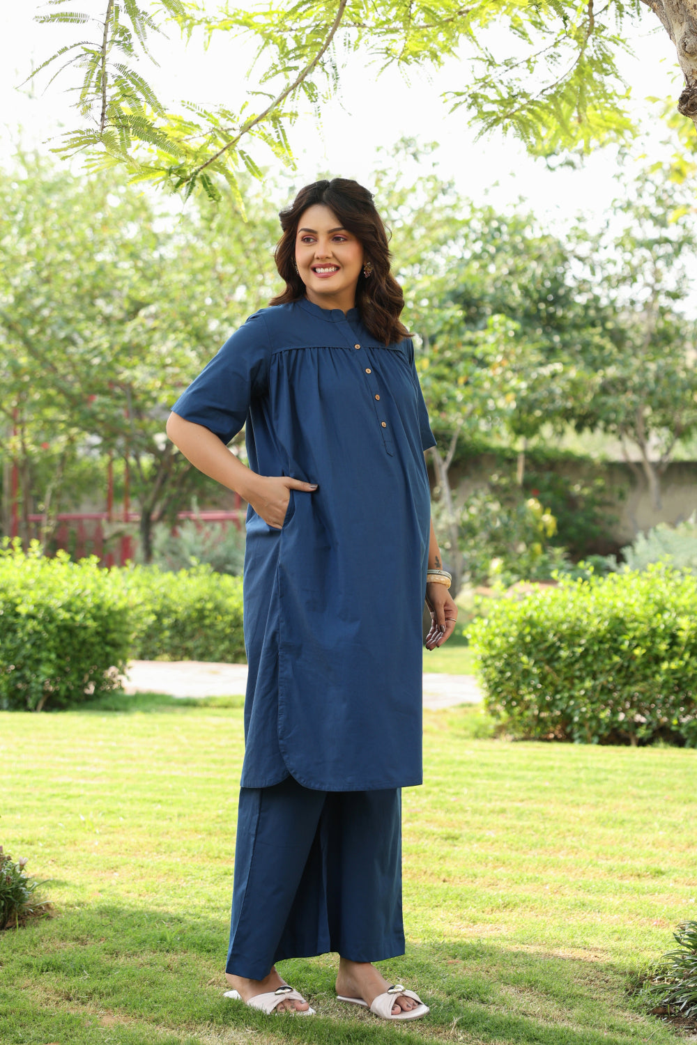 Indigo Soul Cotton Maternity - Nursing Co-ord Set