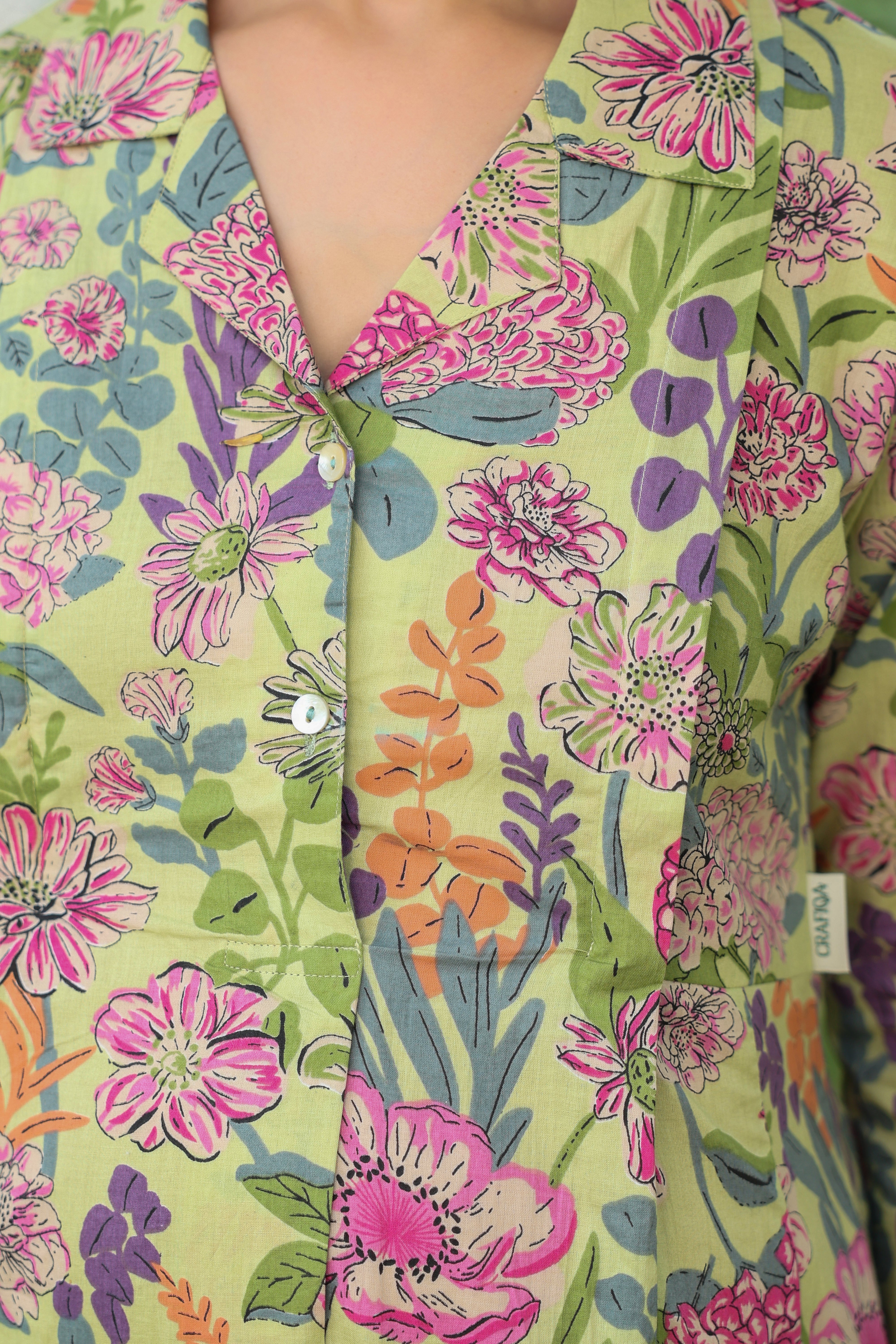 Wildflower Symphony Cotton Maternity - Nursing Dress