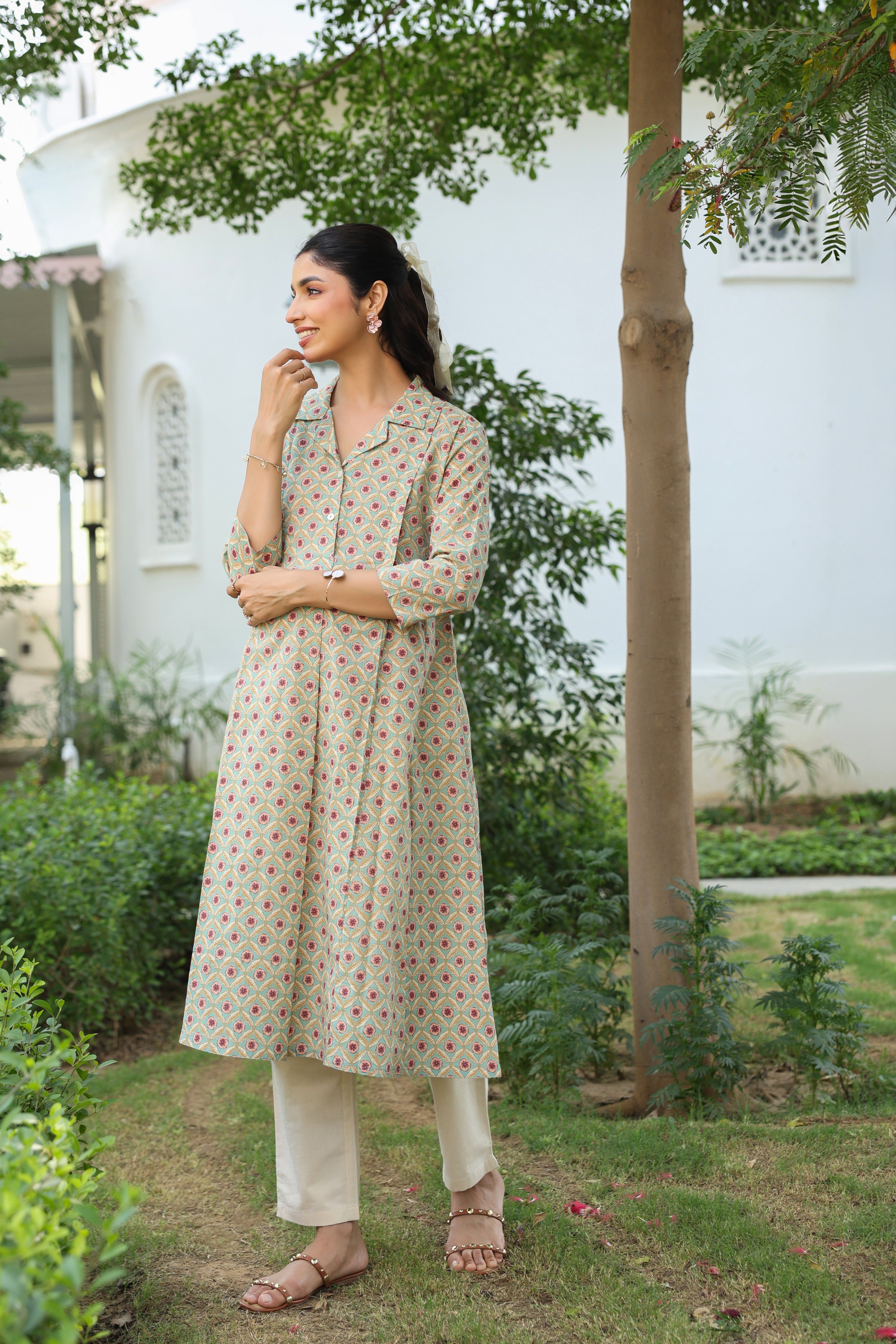 Sage Meadow Cotton Maternity - Nursing Kurta