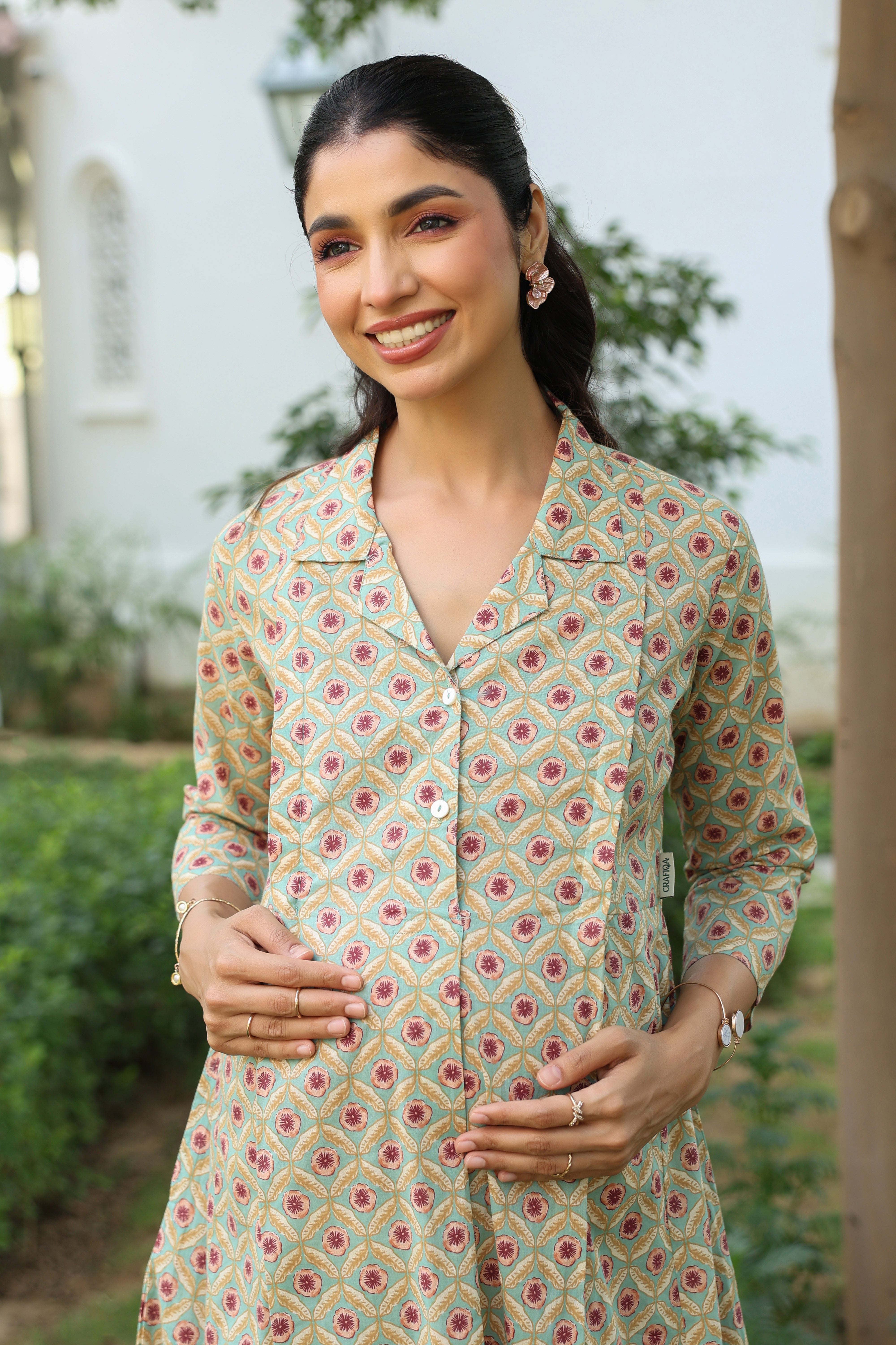 Sage Meadow Cotton Maternity - Nursing Kurta