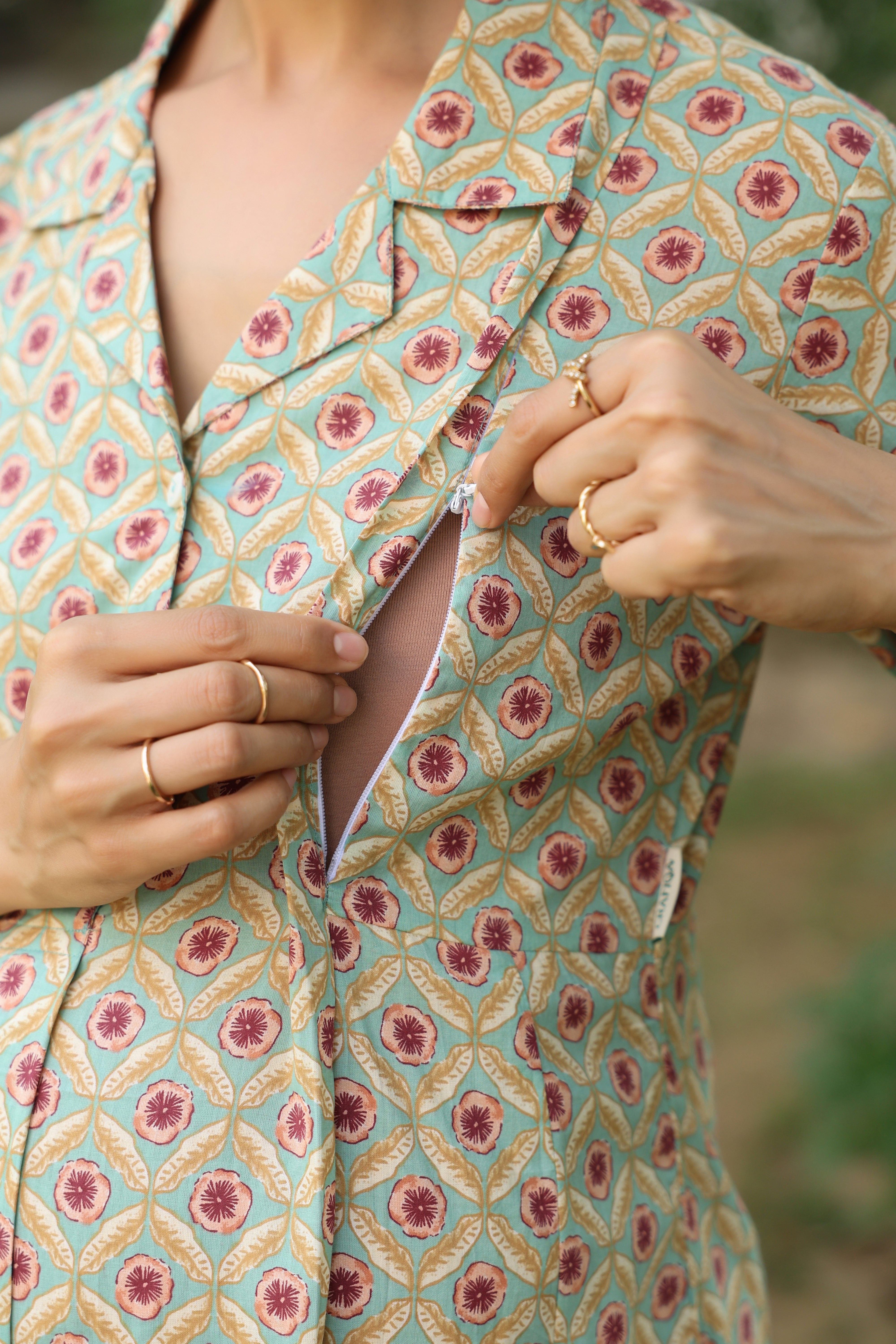 Sage Meadow Cotton Maternity - Nursing Kurta