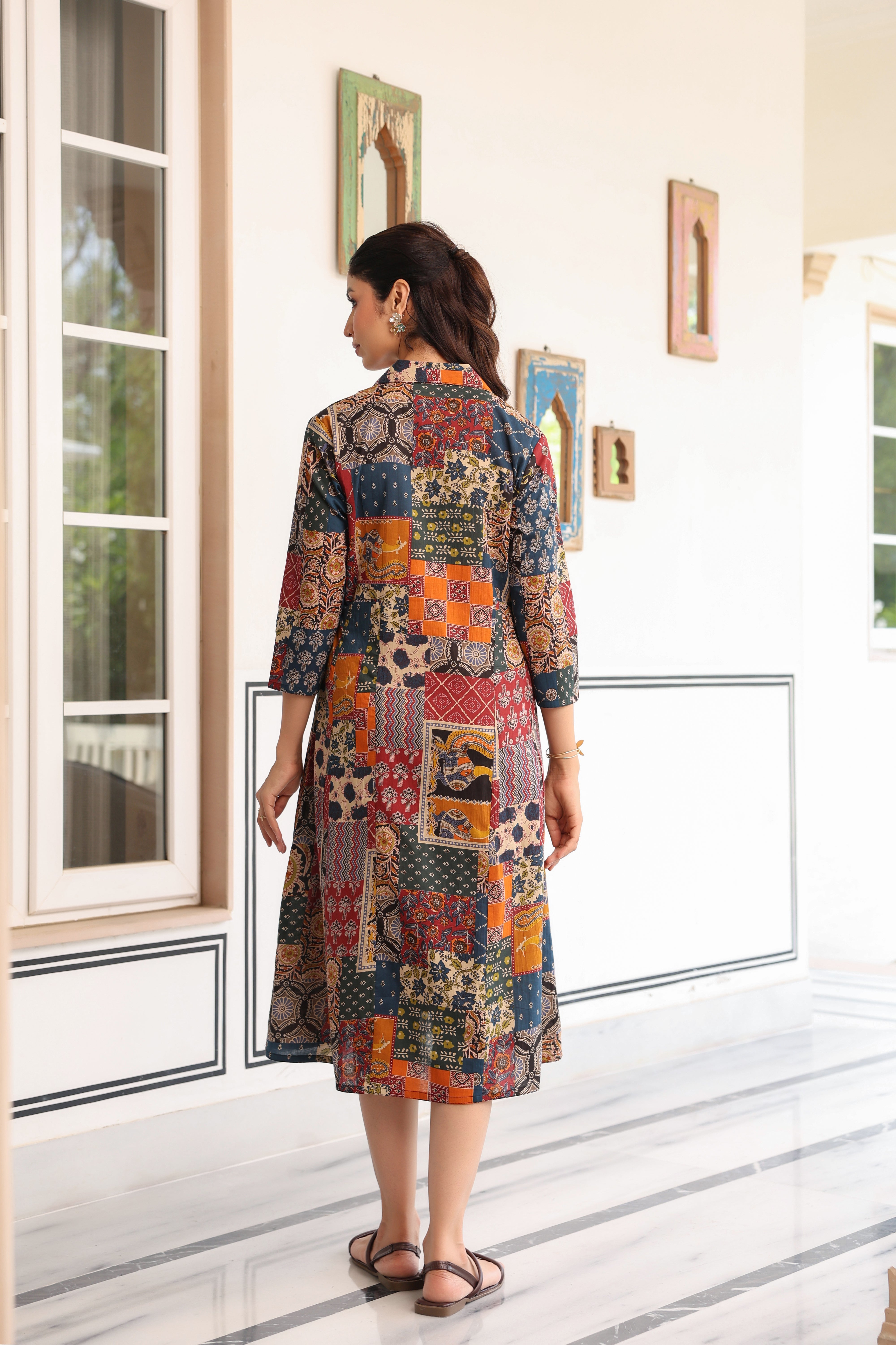 Vintage Patchwork Cotton Maternity - Nursing Dress
