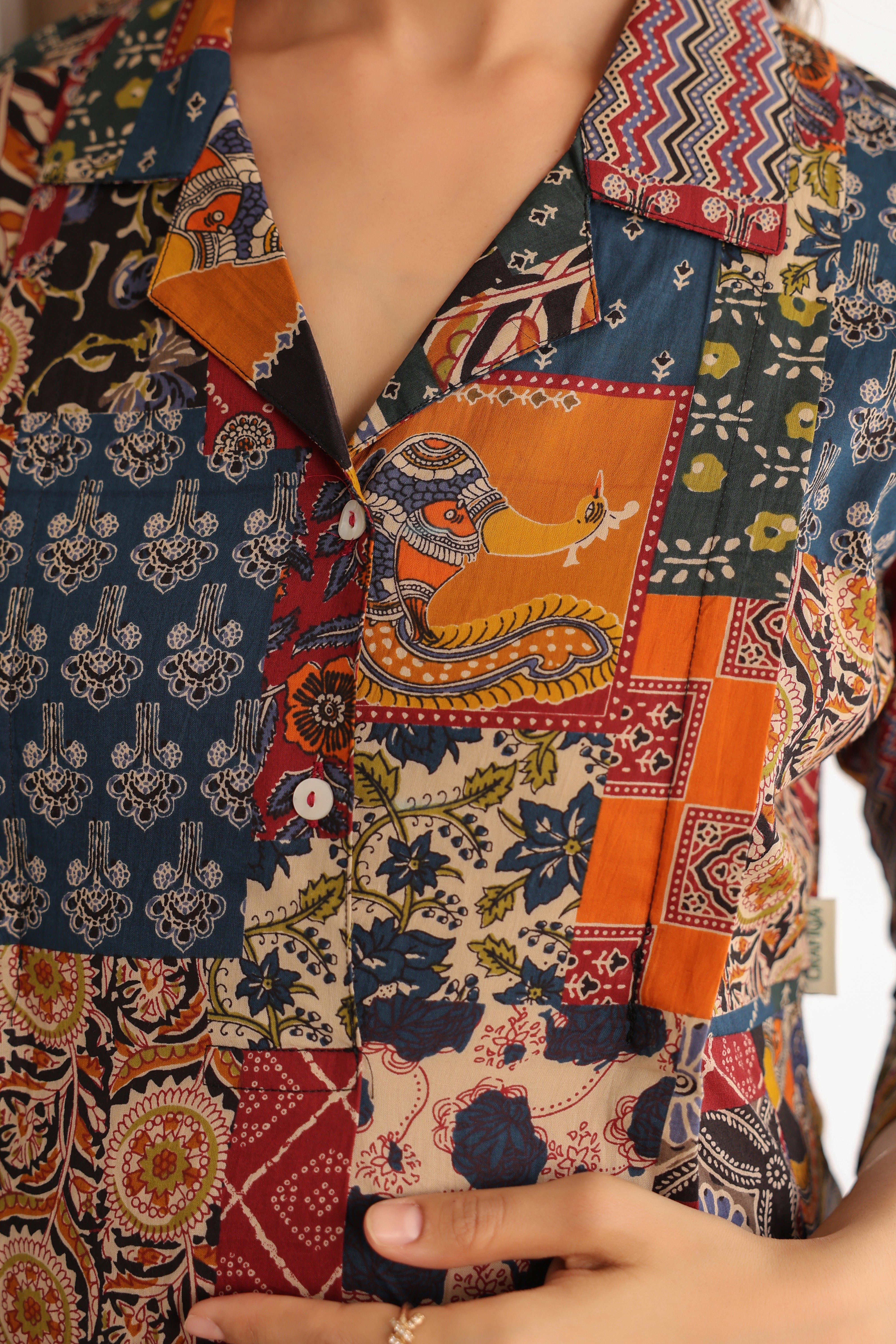 Vintage Patchwork Cotton Maternity - Nursing Kurta