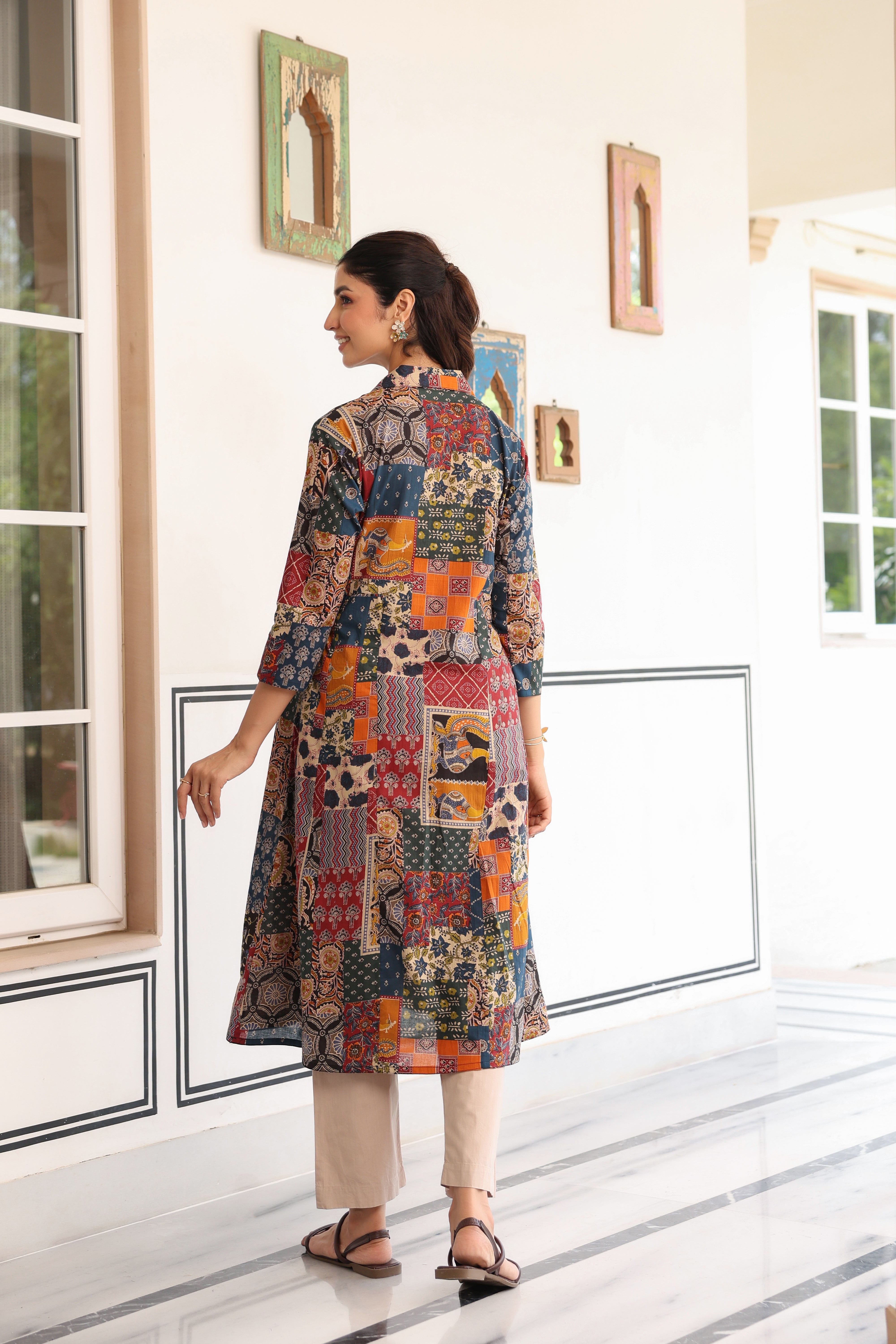 Vintage Patchwork Cotton Maternity - Nursing Kurta