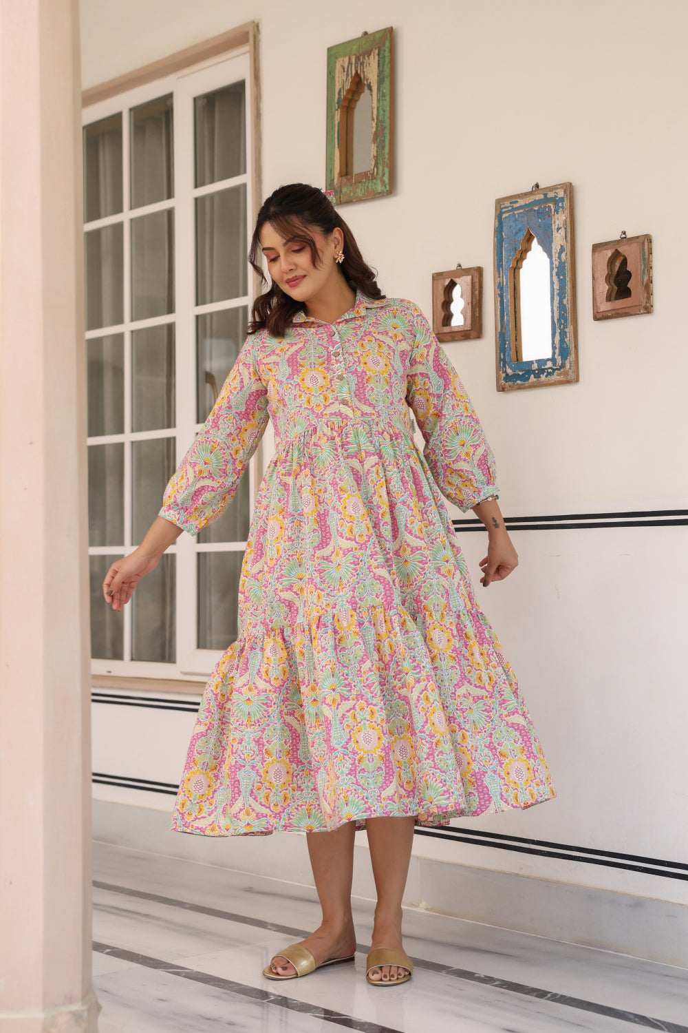 Pastel Paradise Cotton Maternity - Nursing Dress