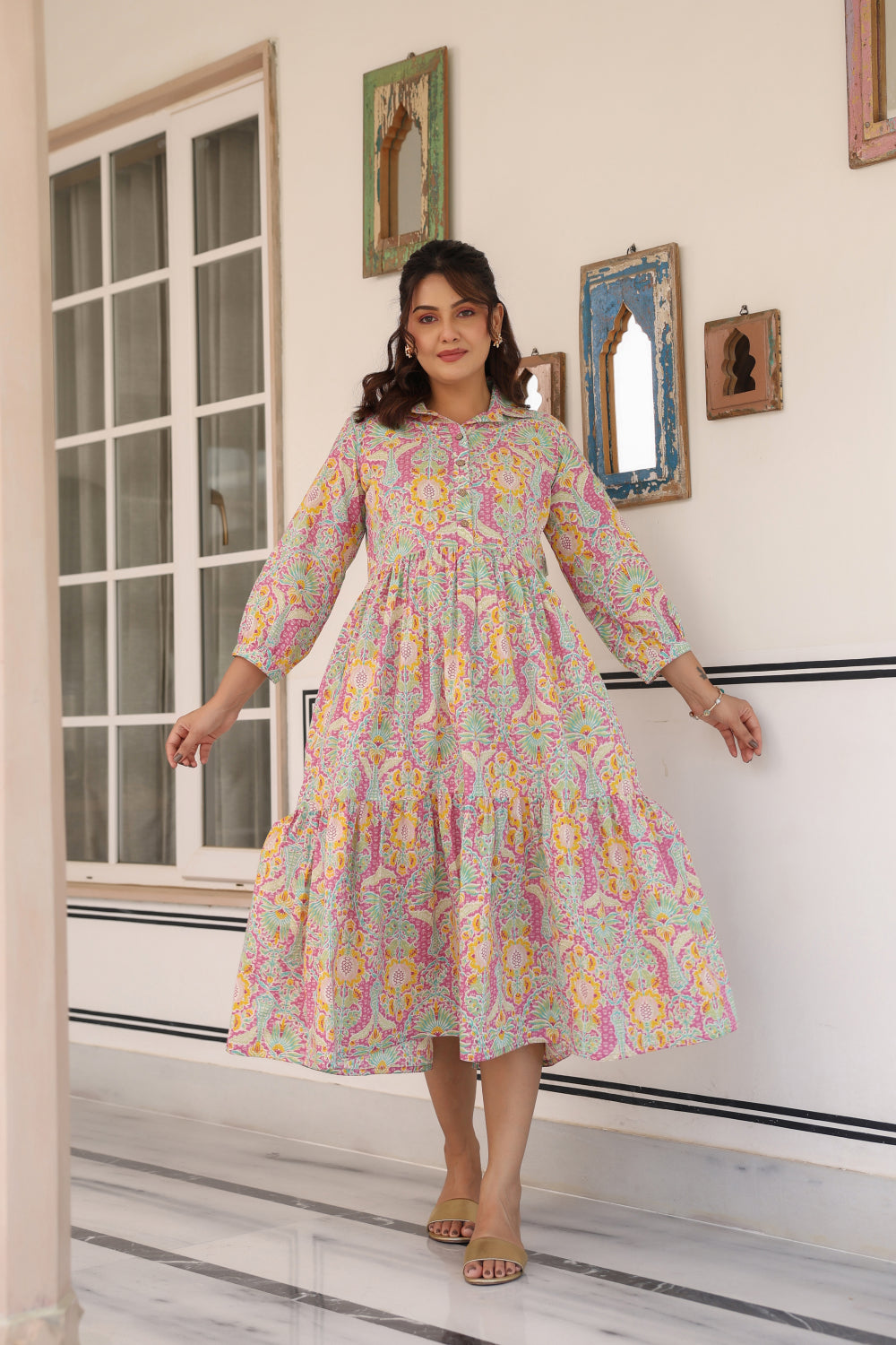 Pastel Paradise Cotton Maternity - Nursing Dress