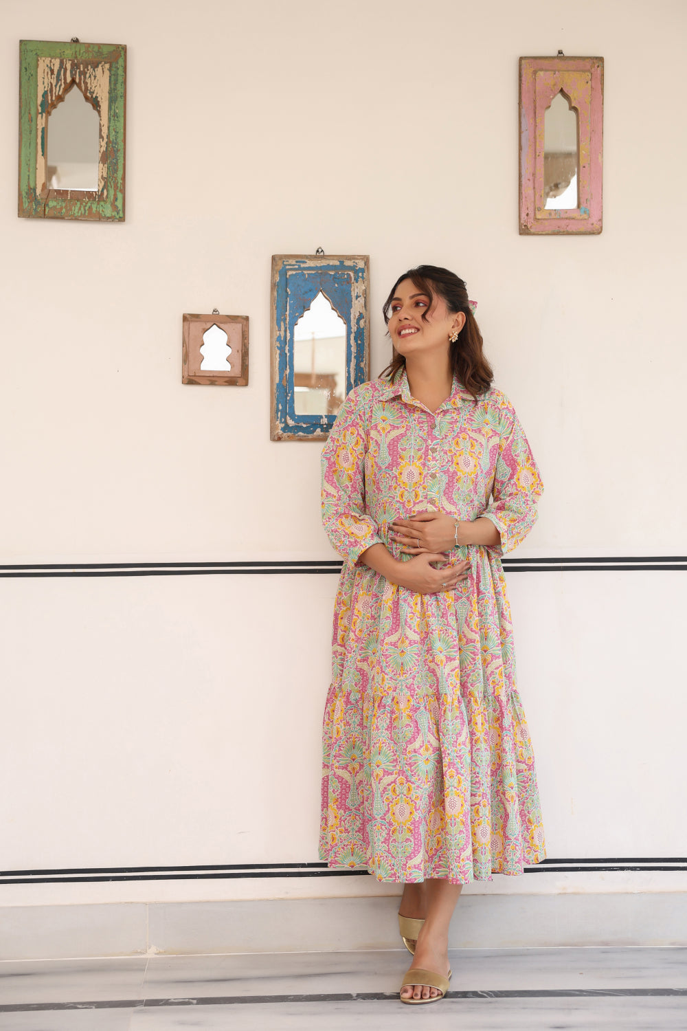Pastel Paradise Cotton Maternity - Nursing Dress