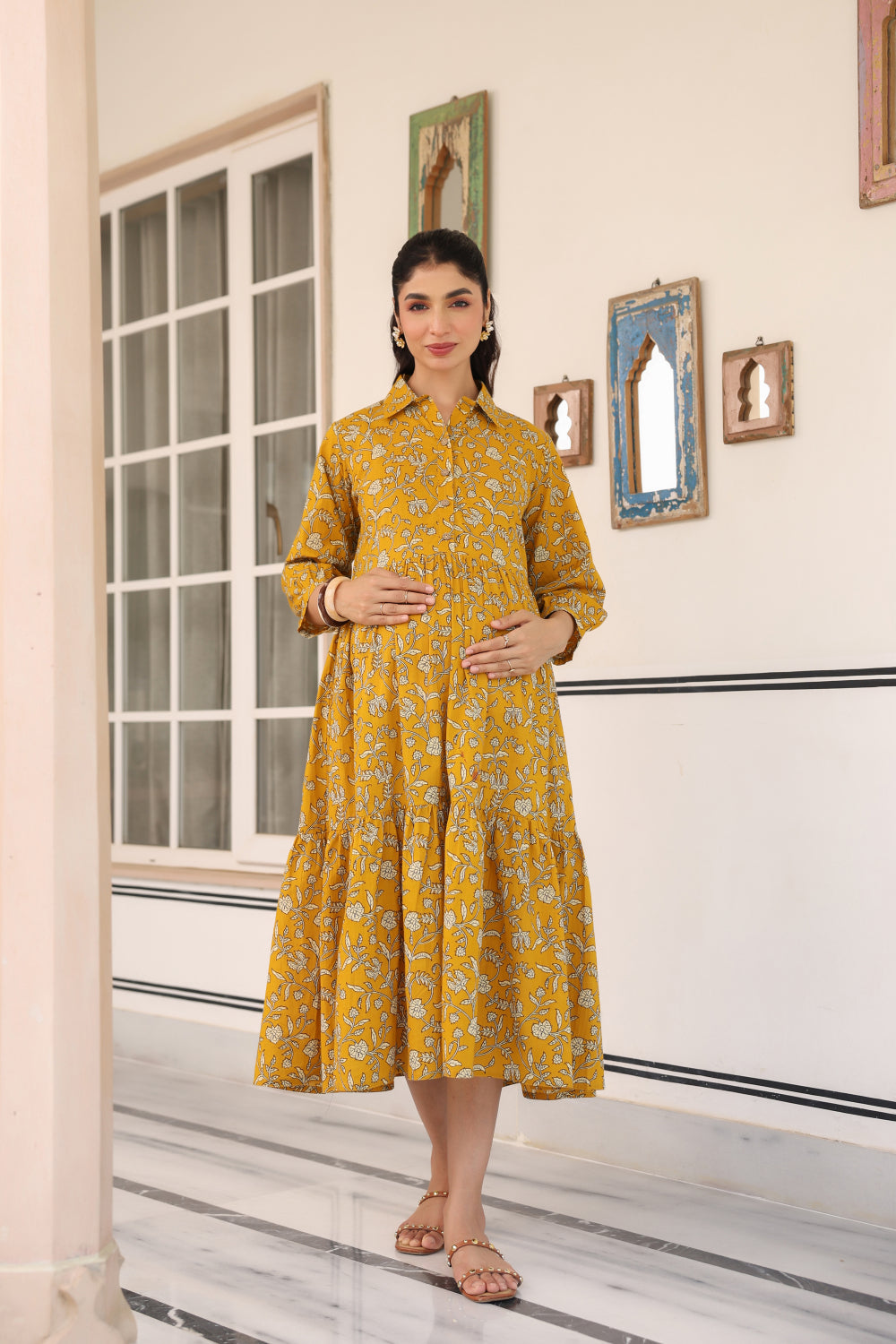 Honey Flora Cotton Maternity - Nursing Dress