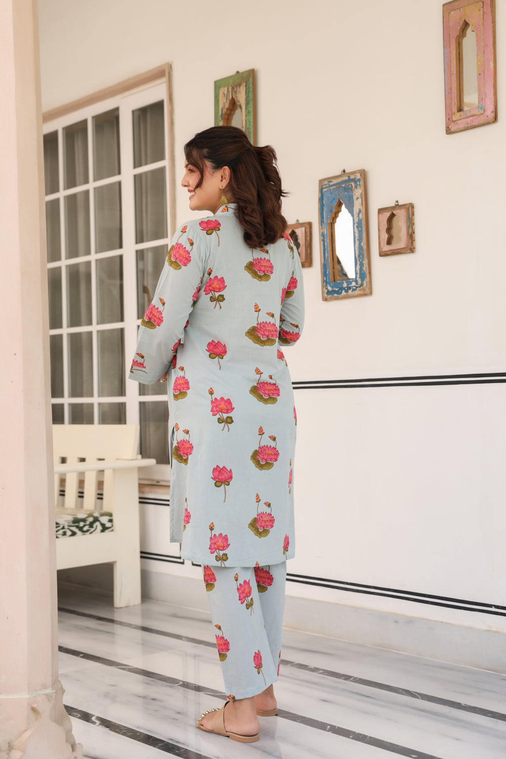Vintage Lotus Pond Cotton Maternity - Nursing Co-ord Set