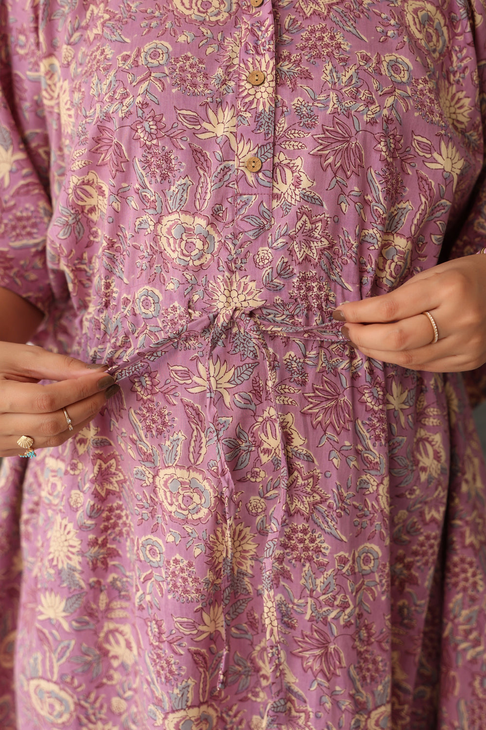 Mauve Meadow Cotton Maternity - Nursing Kaftan ( One-Size )