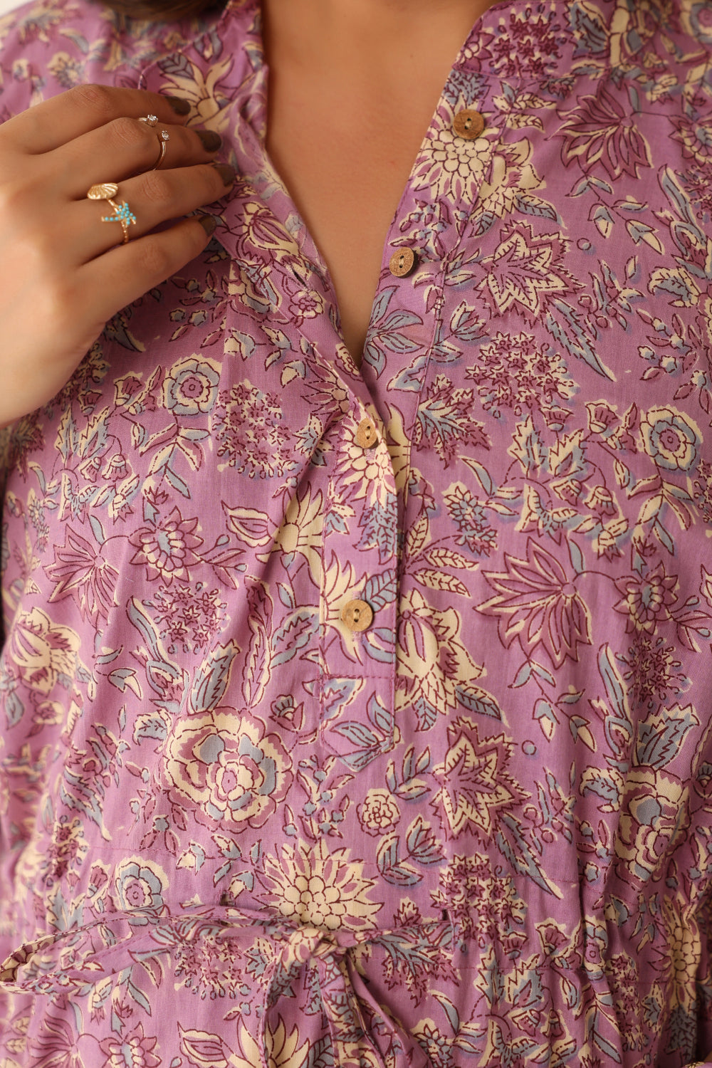 Mauve Meadow Cotton Maternity - Nursing Kaftan ( One-Size )